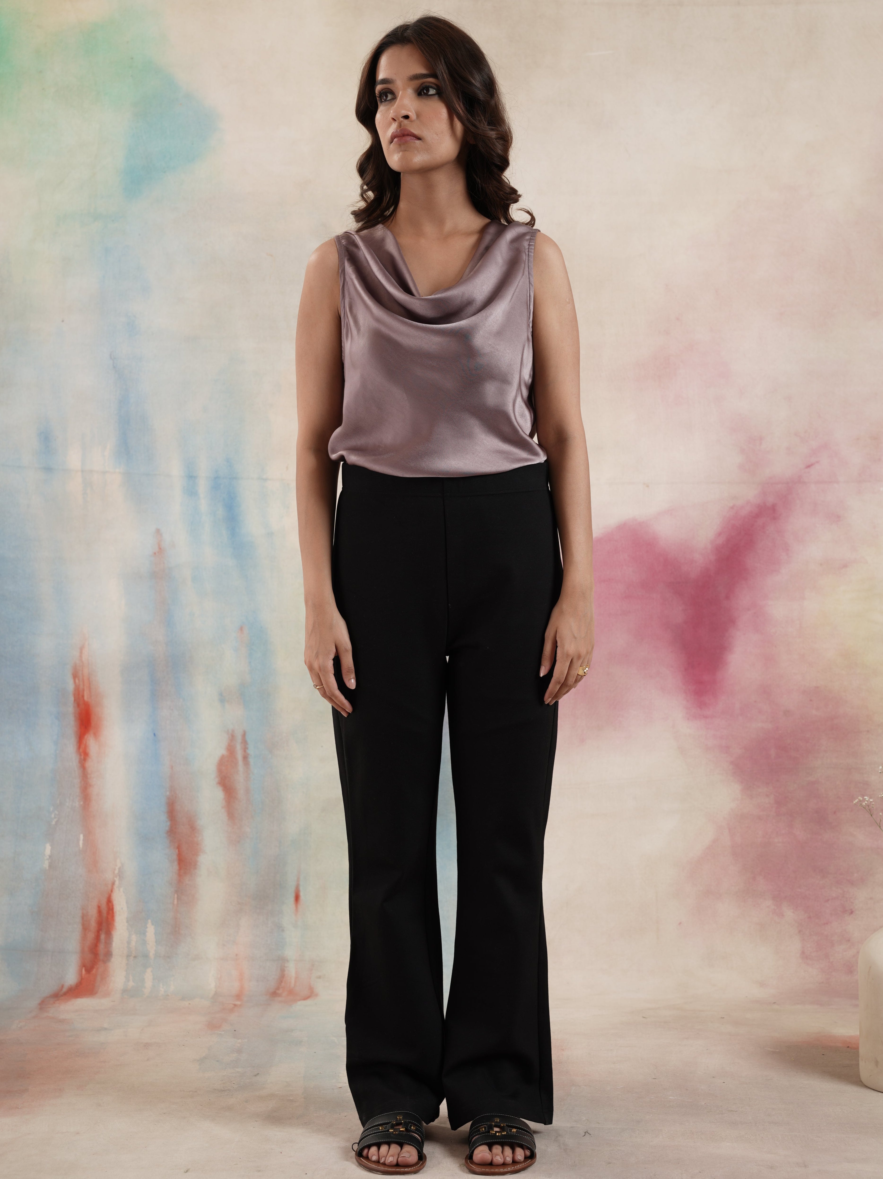 Women's Black Flared Jeggings