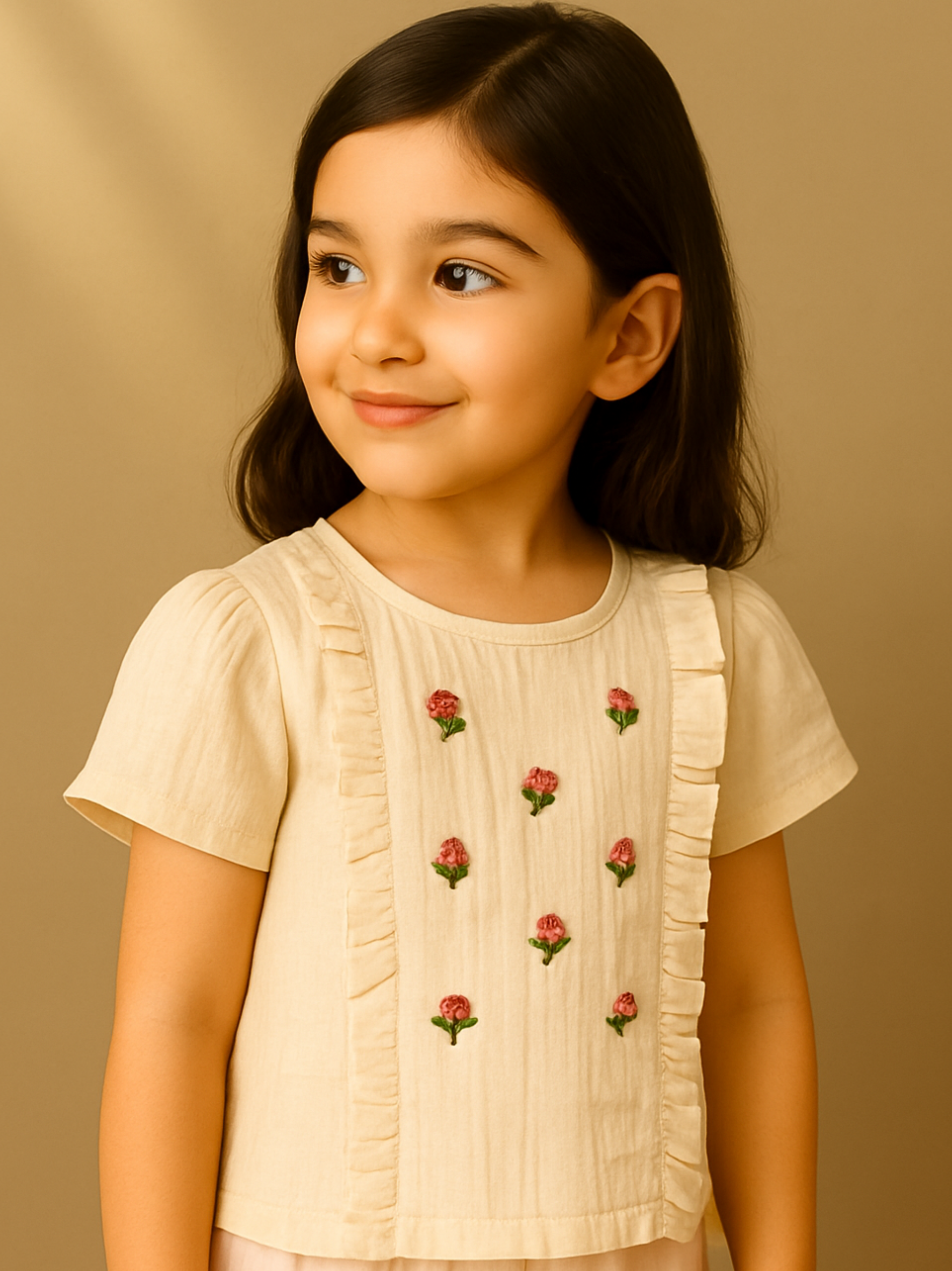 Girl's Off White Top