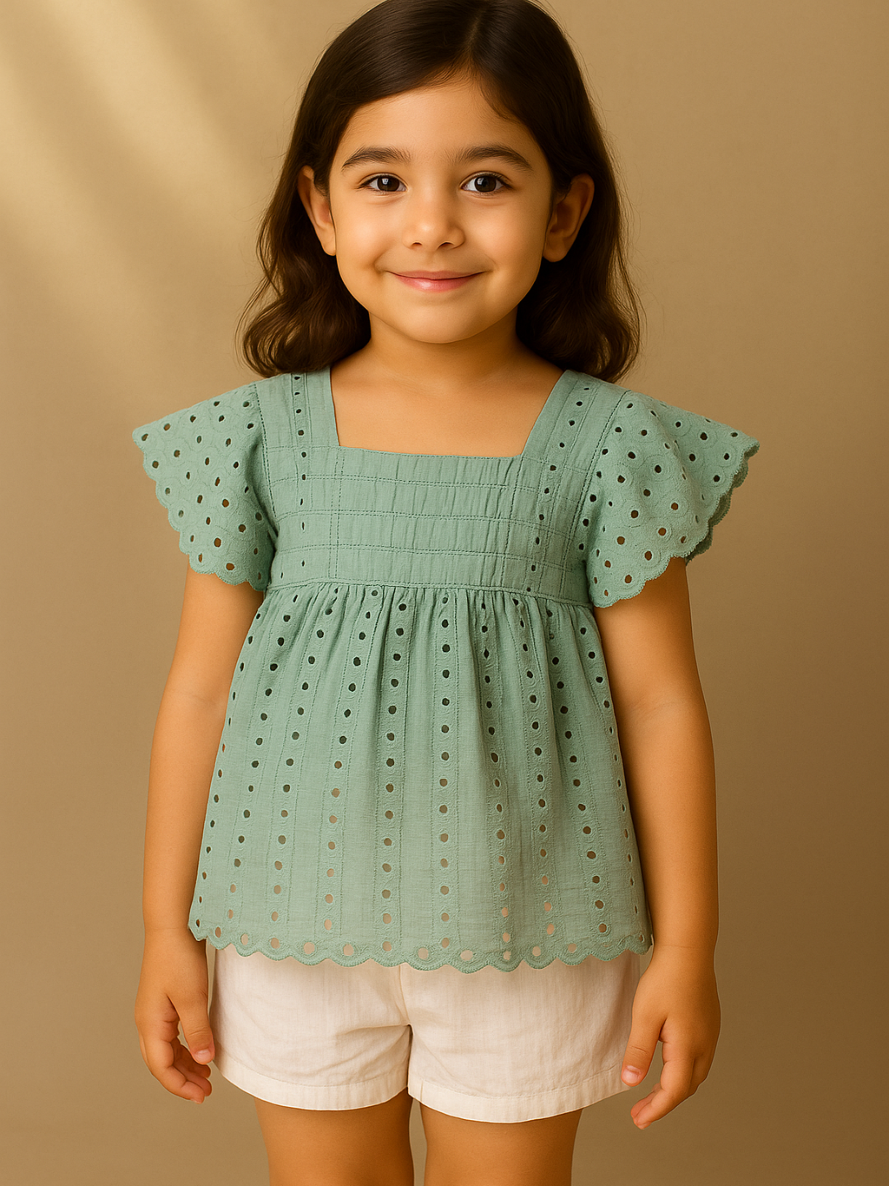 Girl's Cotton Schiffli Top