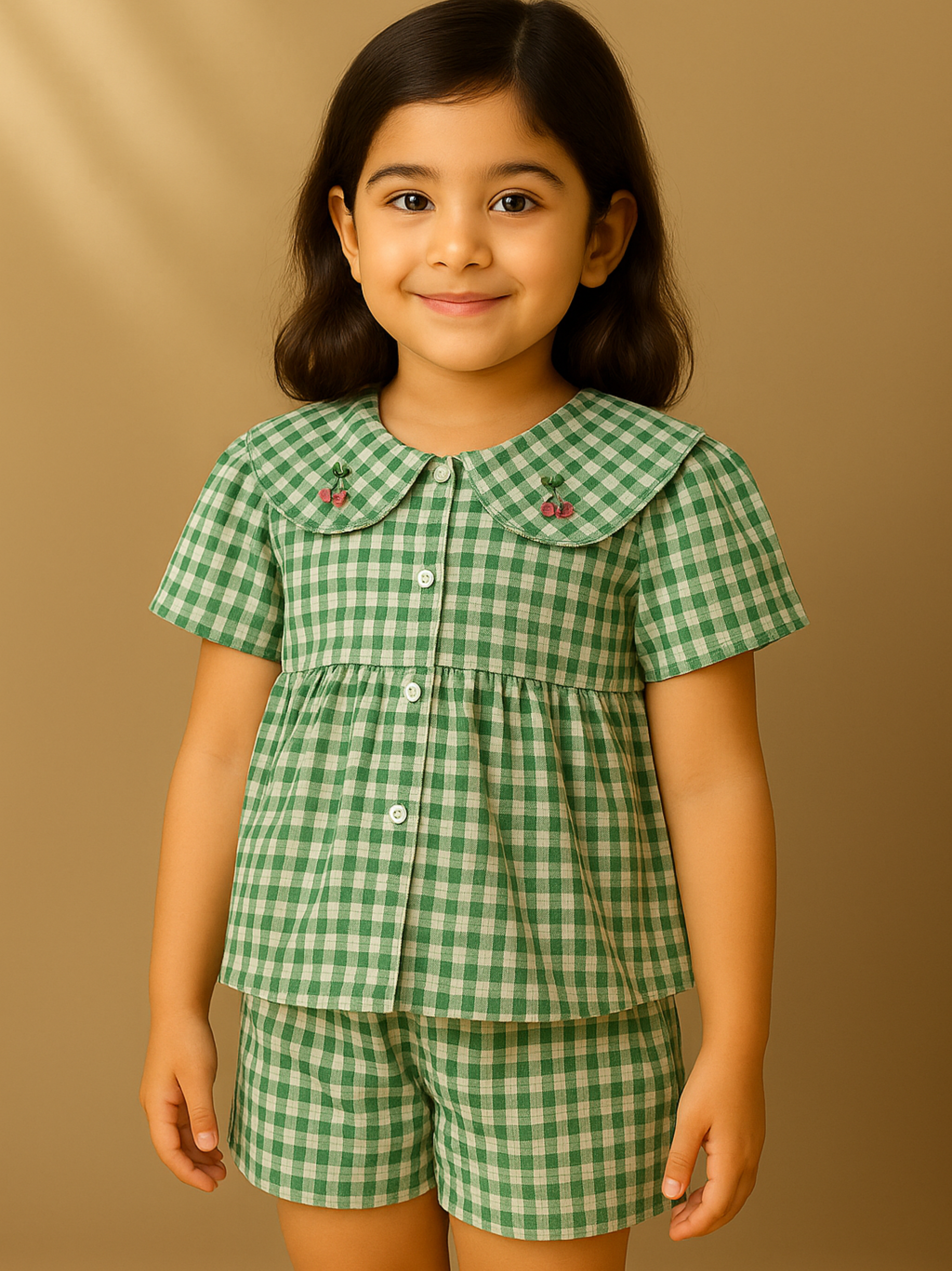 Girl's Check Seersucker Coord Set