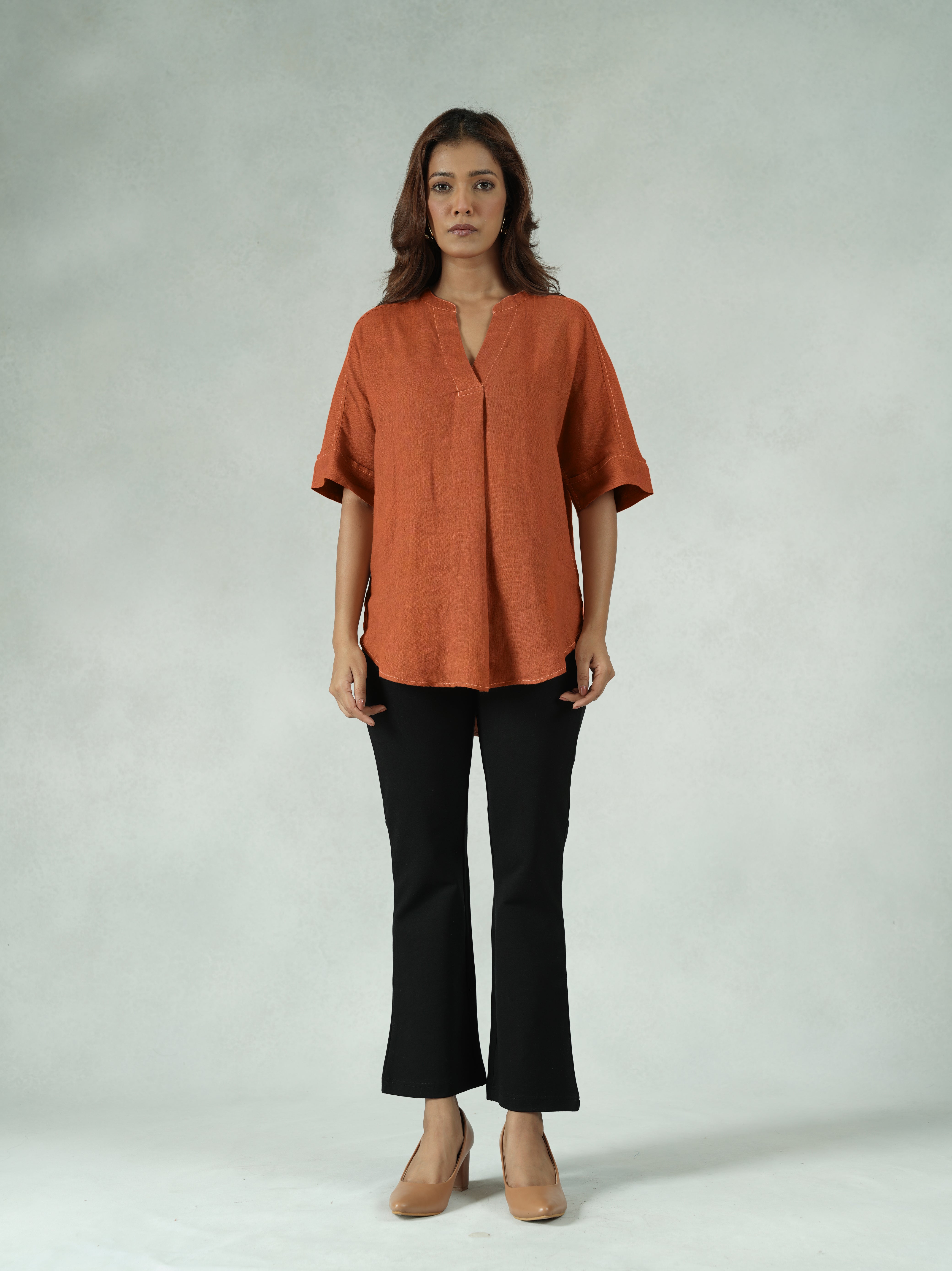 Linen-Rich Drop Shoulder Tunic