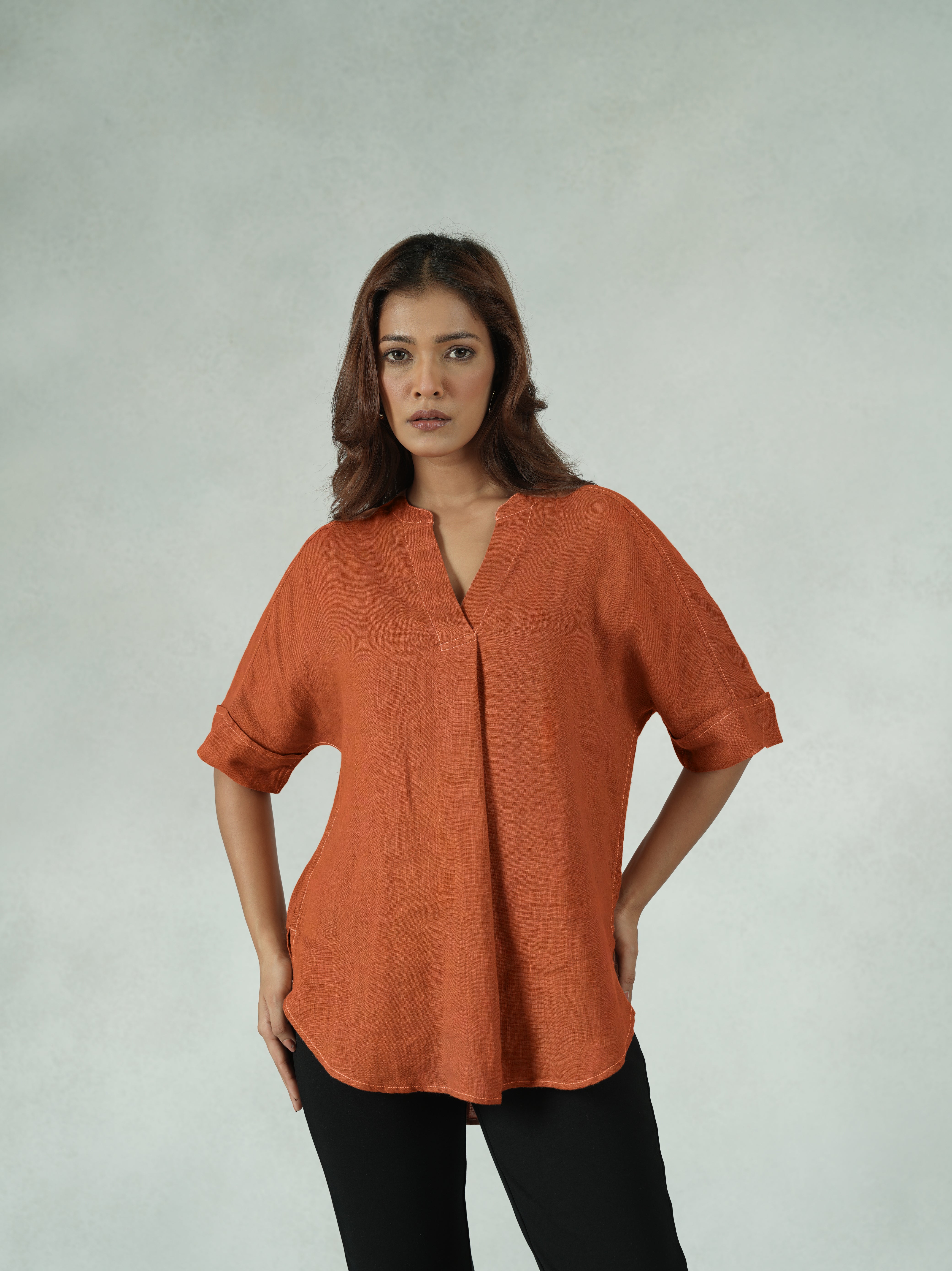 Linen-Rich Drop Shoulder Tunic