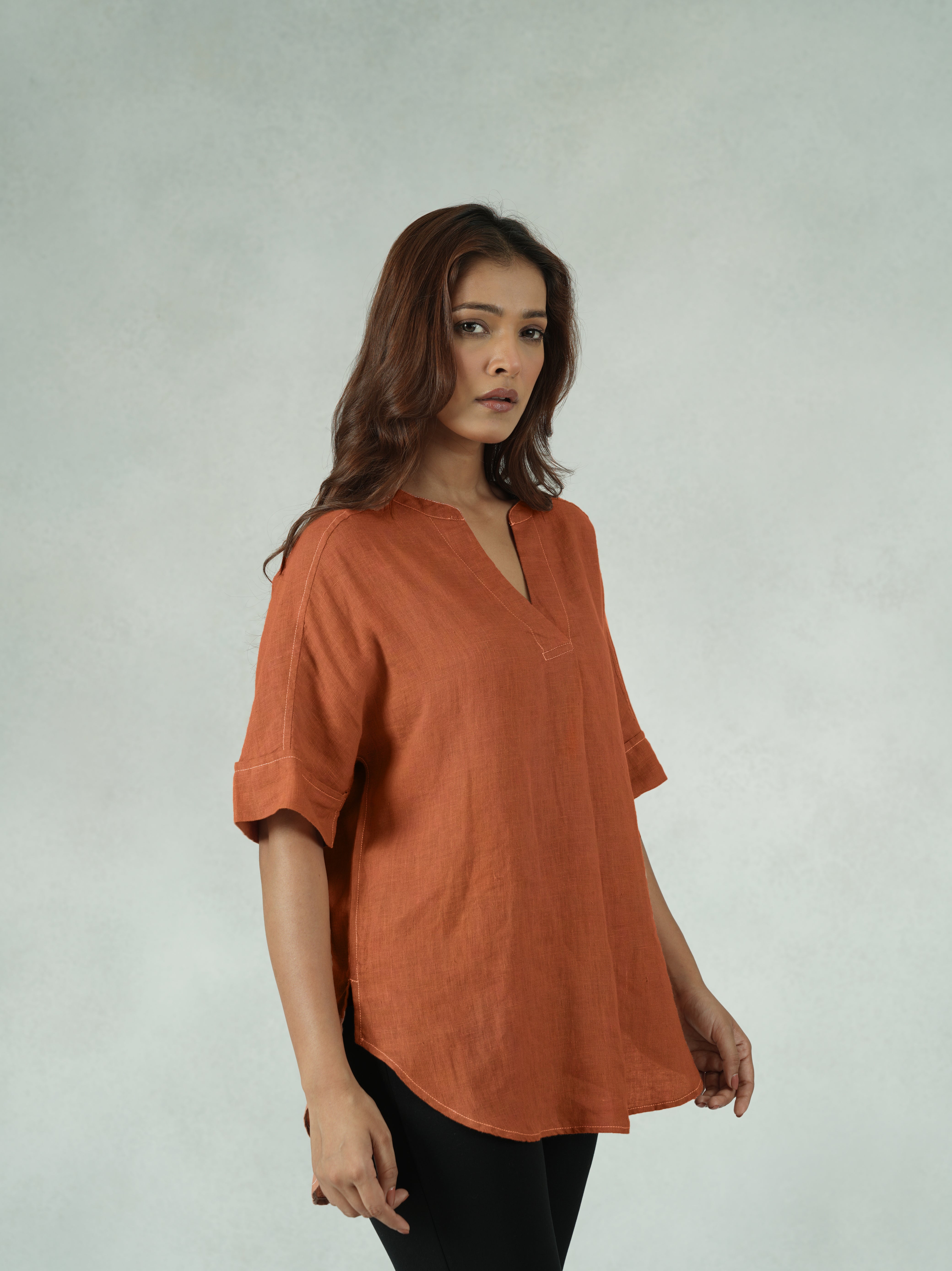 Linen-Rich Drop Shoulder Tunic