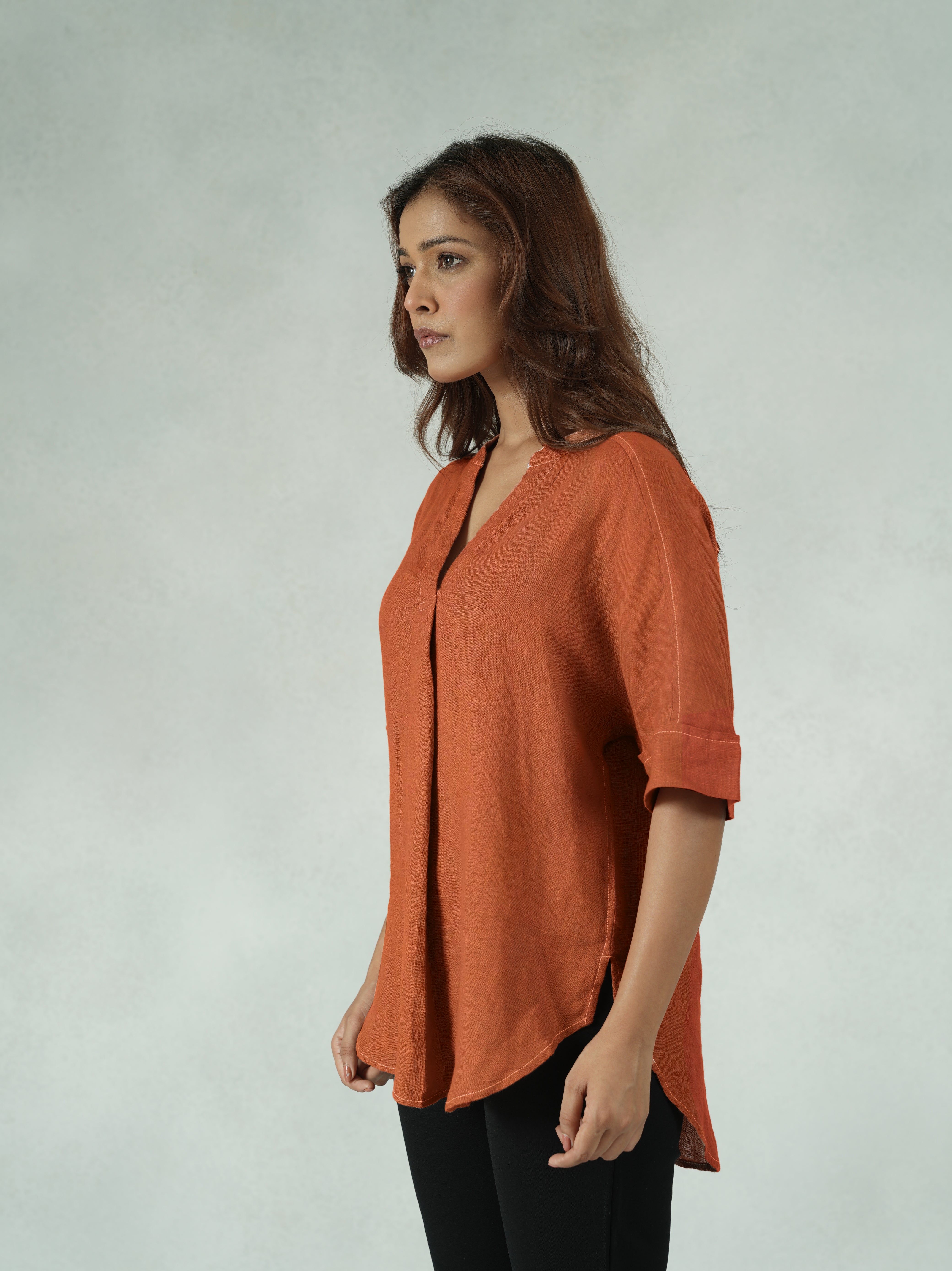 Linen-Rich Drop Shoulder Tunic