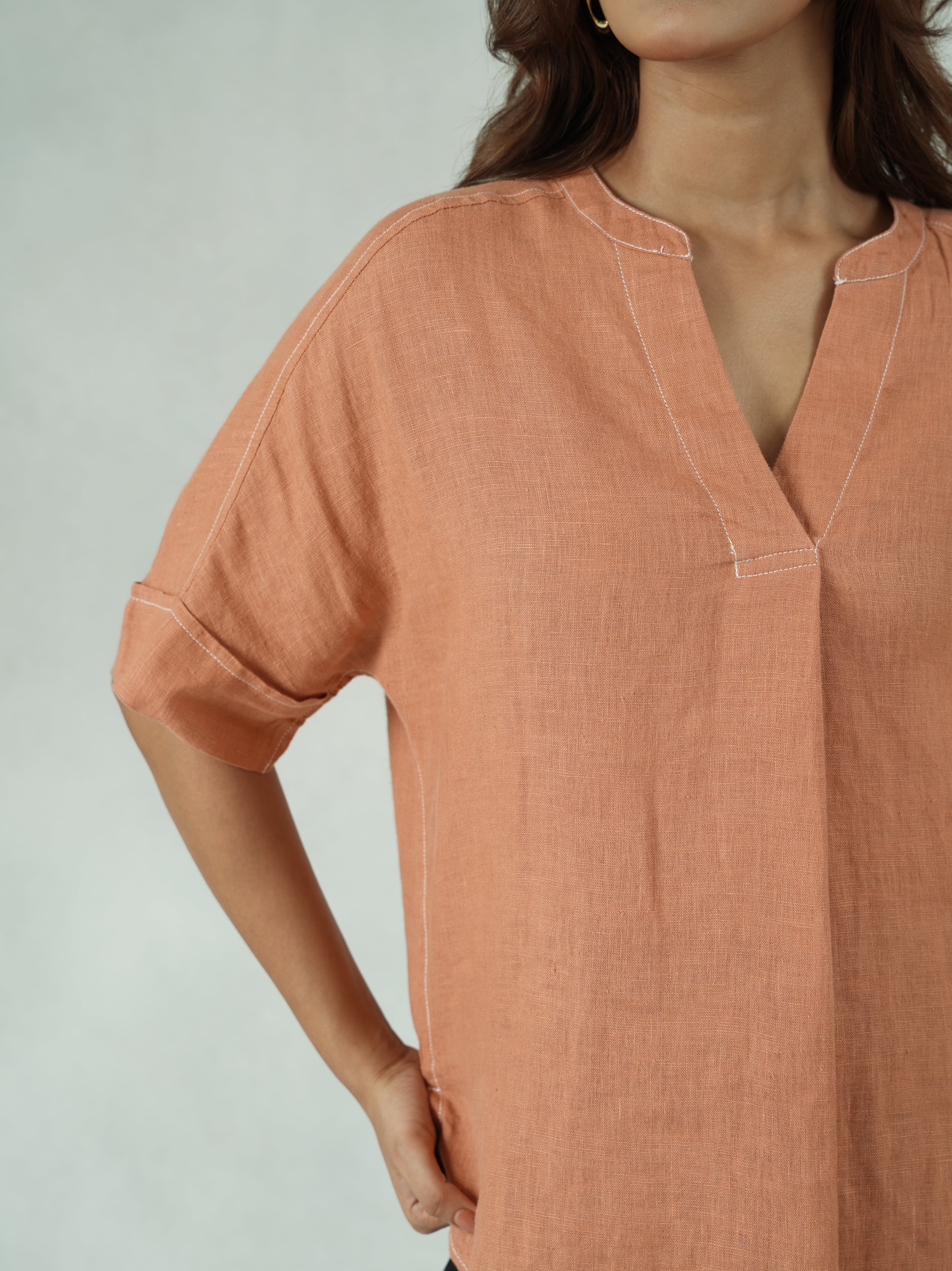 Linen-Rich Drop Shoulder Tunic