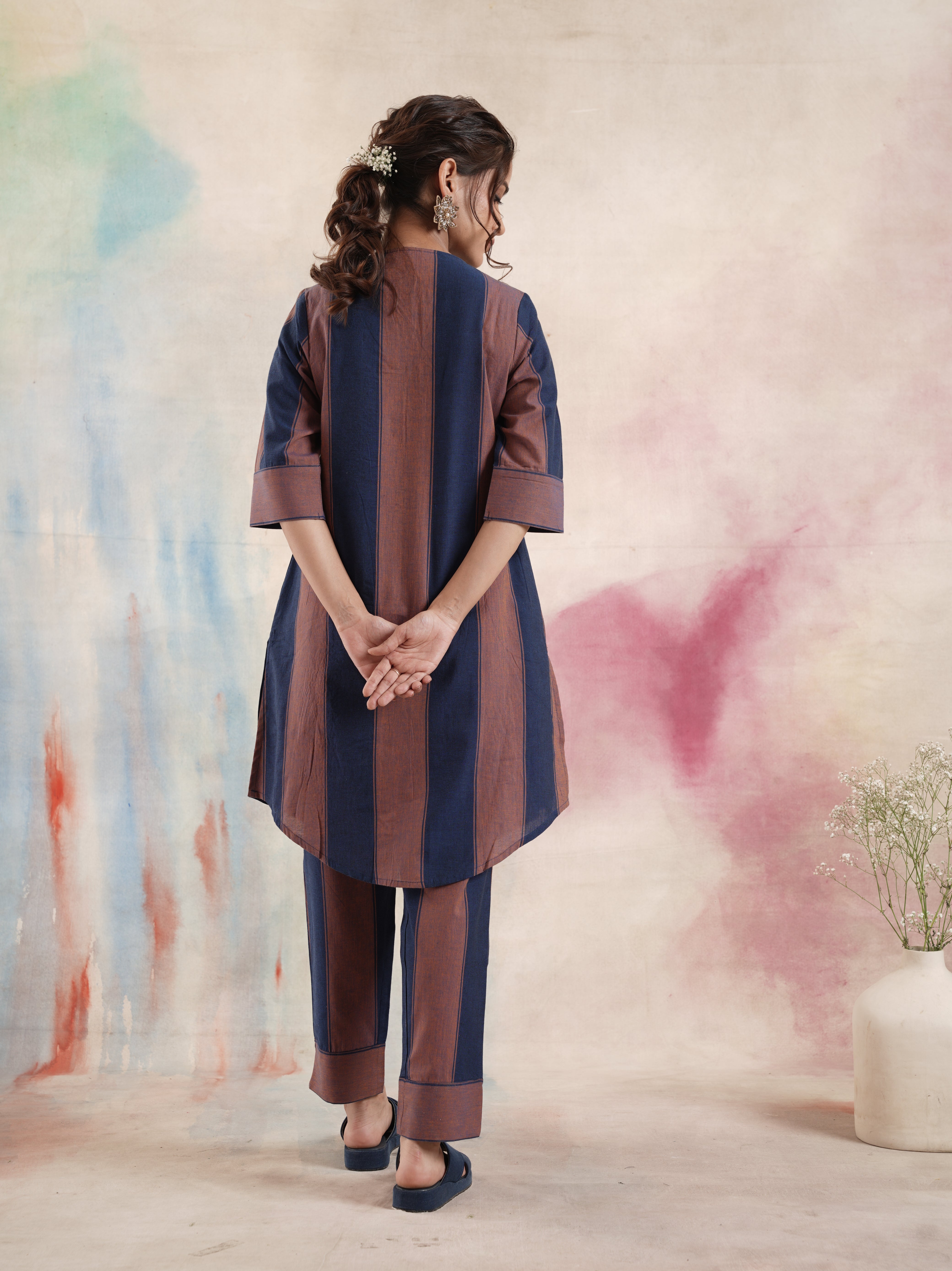 Women's Colour Blocked Embroidered Coord Set