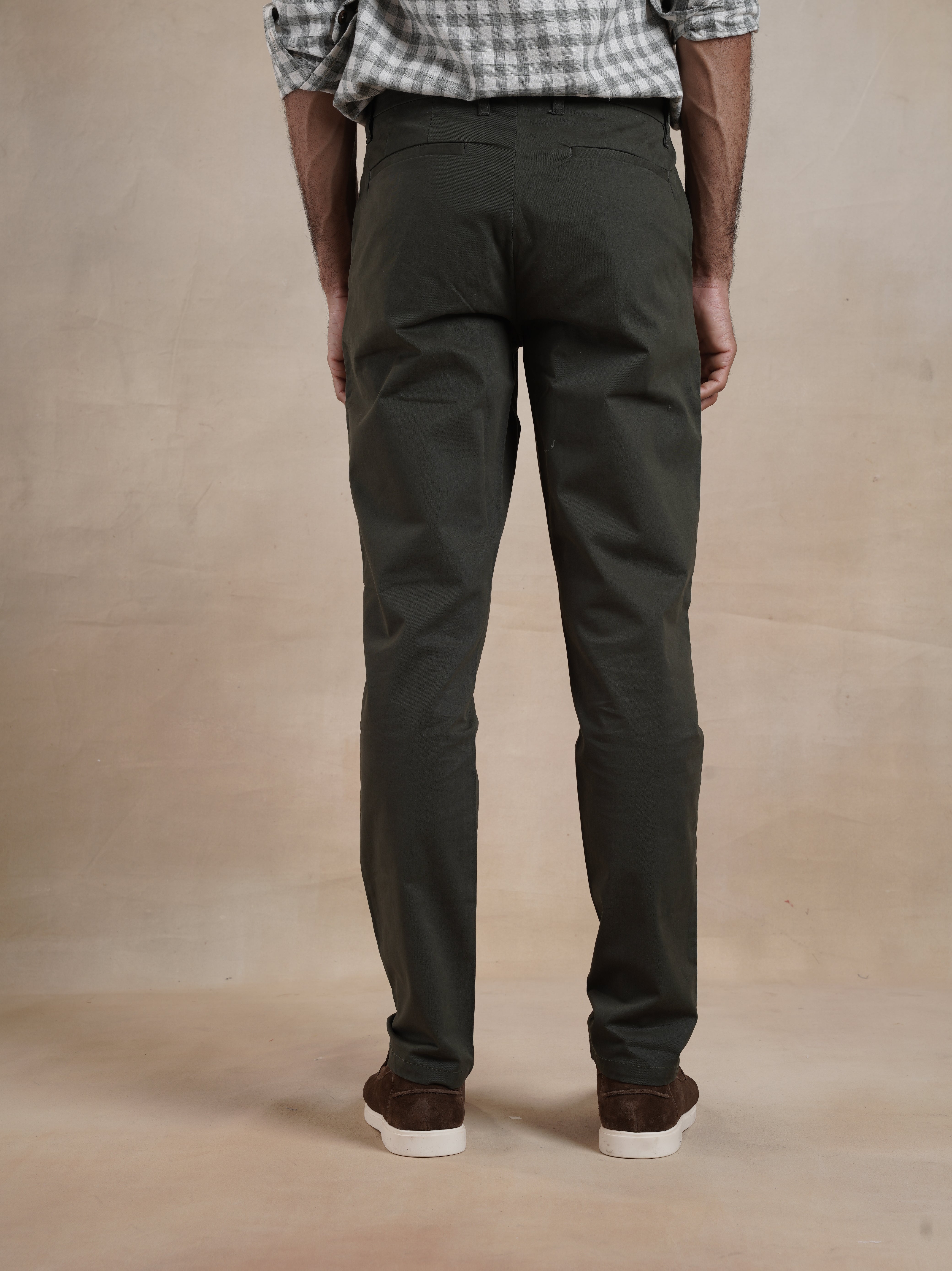 Men's Olive Casual Regular Fit Chino