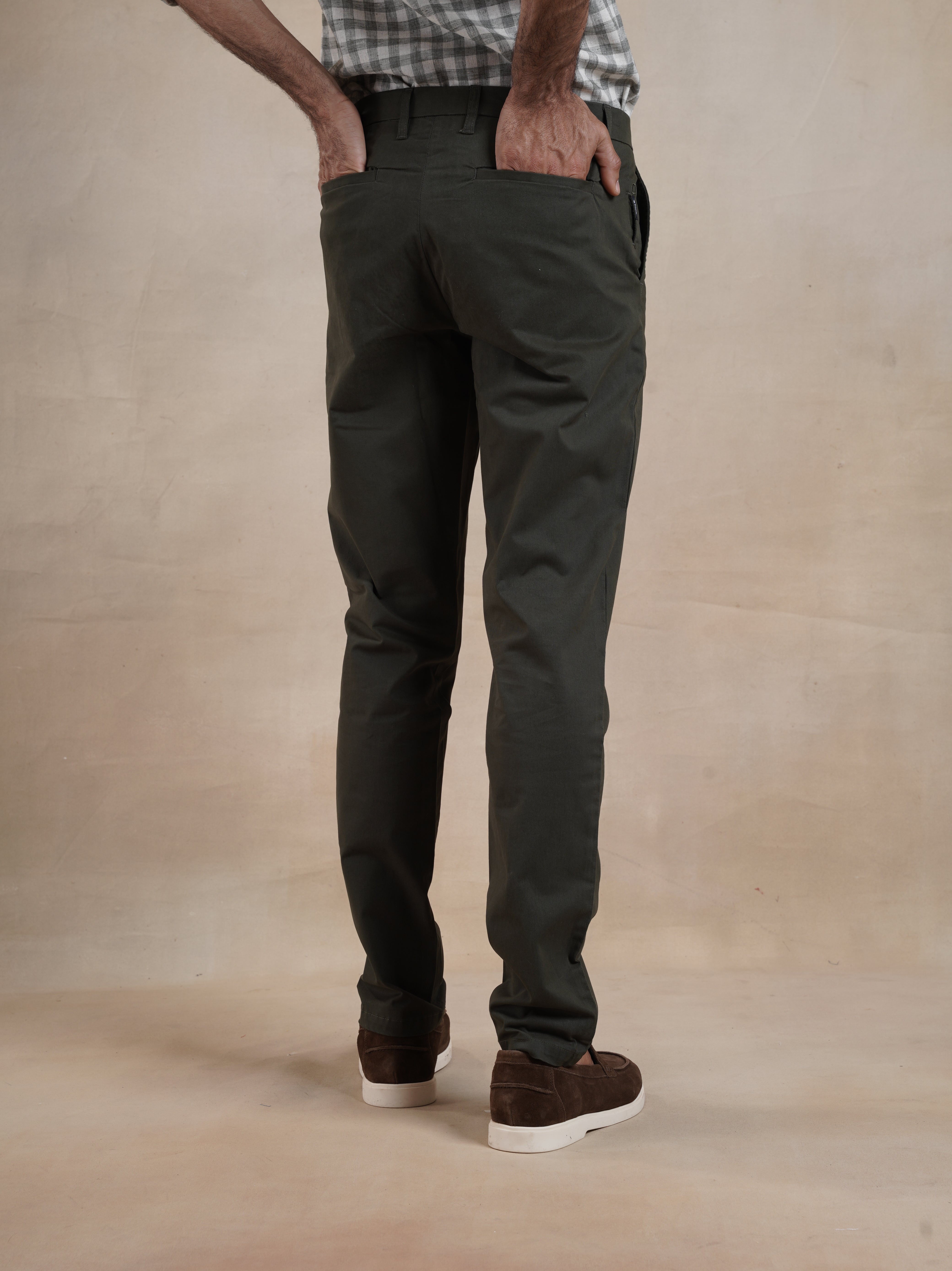 Men's Olive Casual Regular Fit Chino