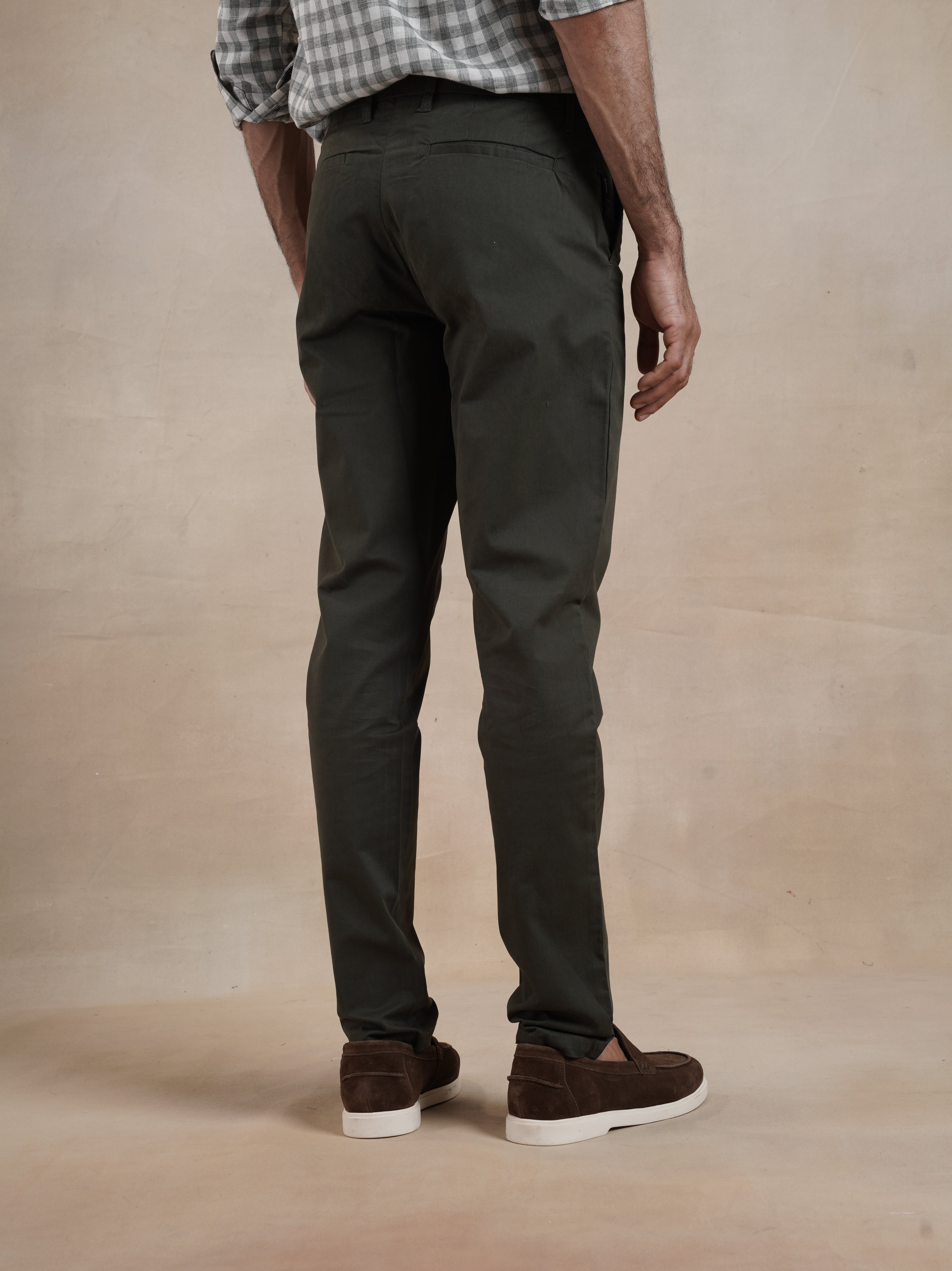 Men's Olive Casual Regular Fit Chino