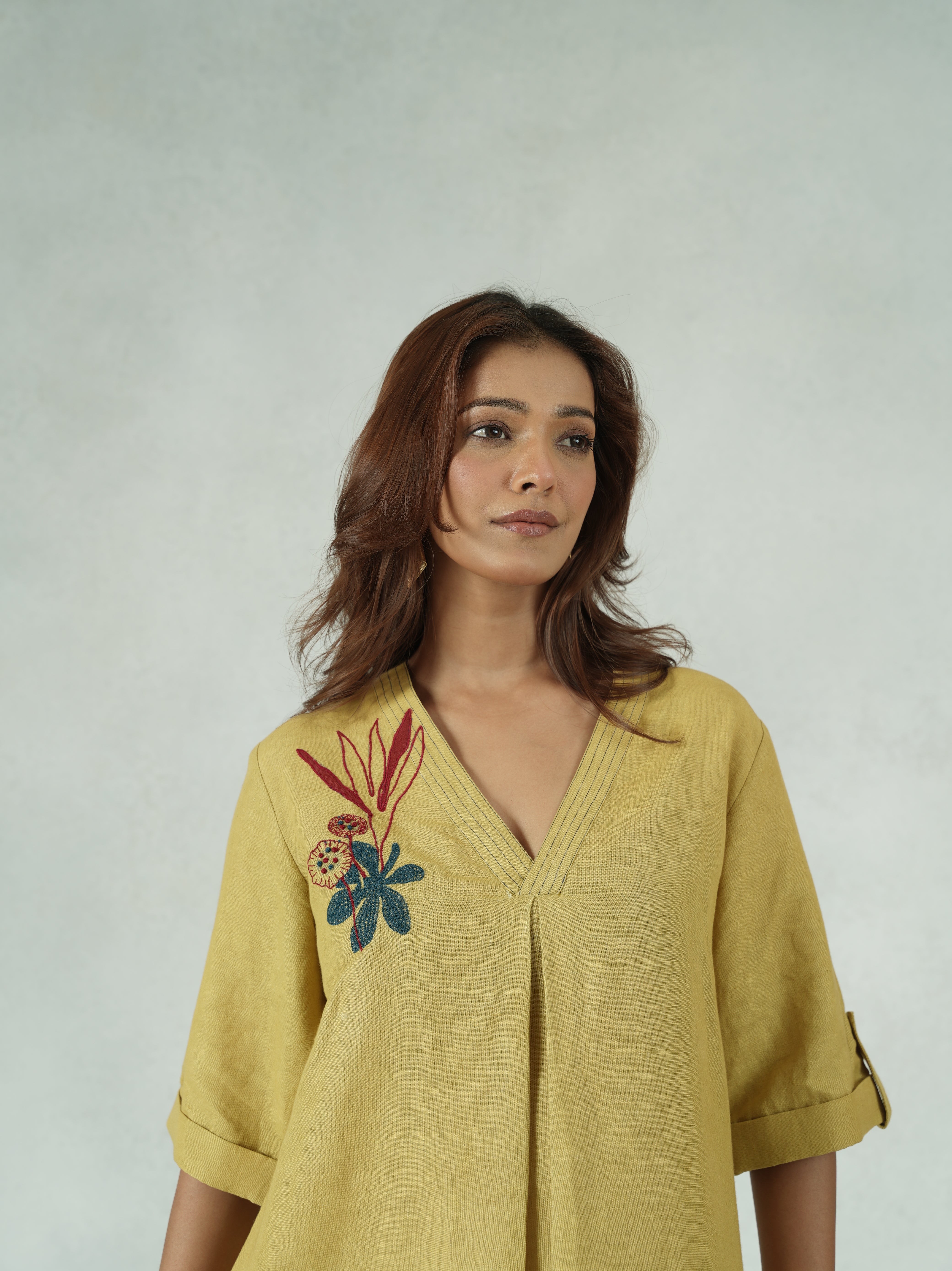 Botanical Embroidered Linen Cotton Co-ord Set