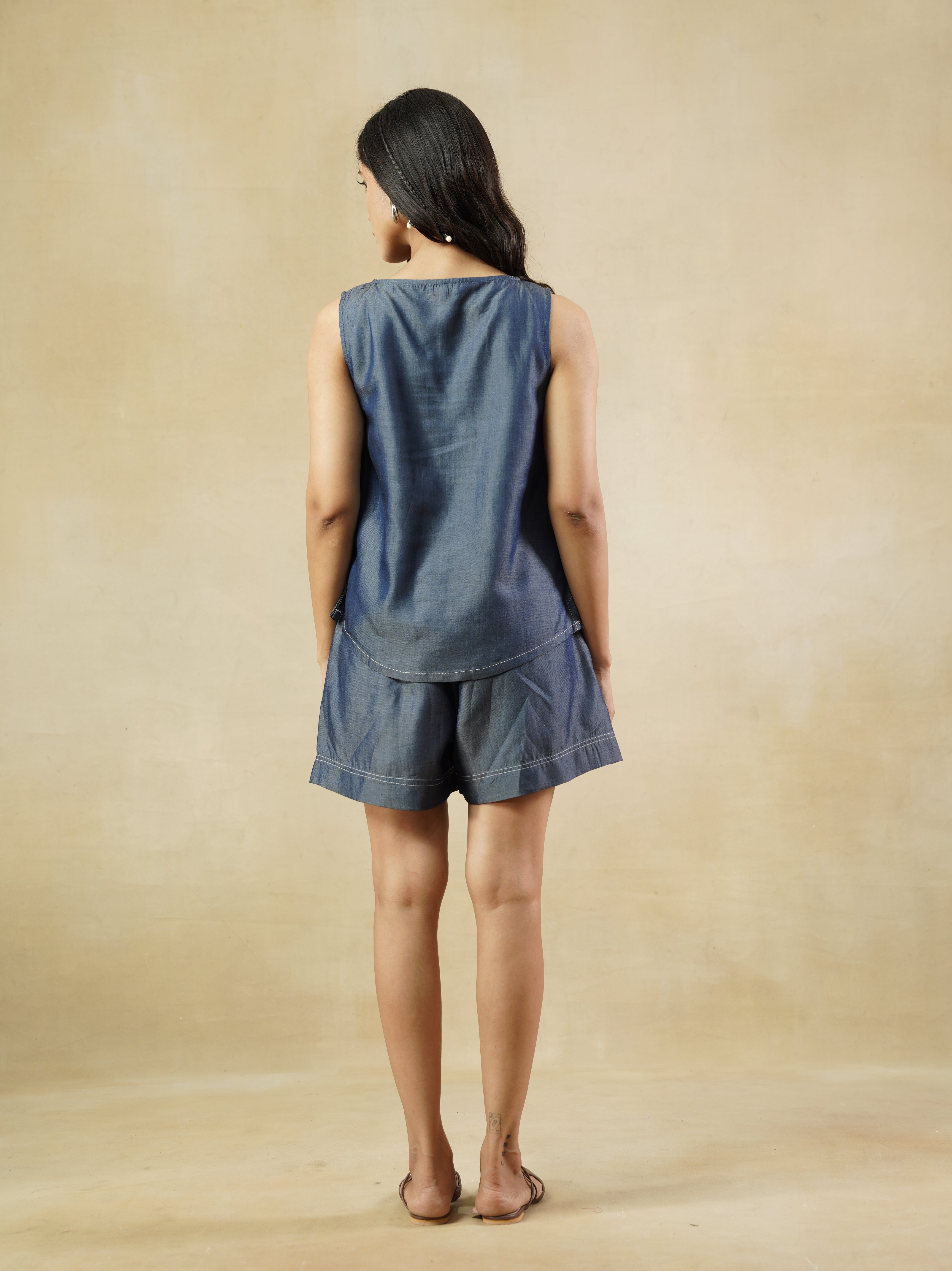 Women's Contrast Stitched Tencel Top