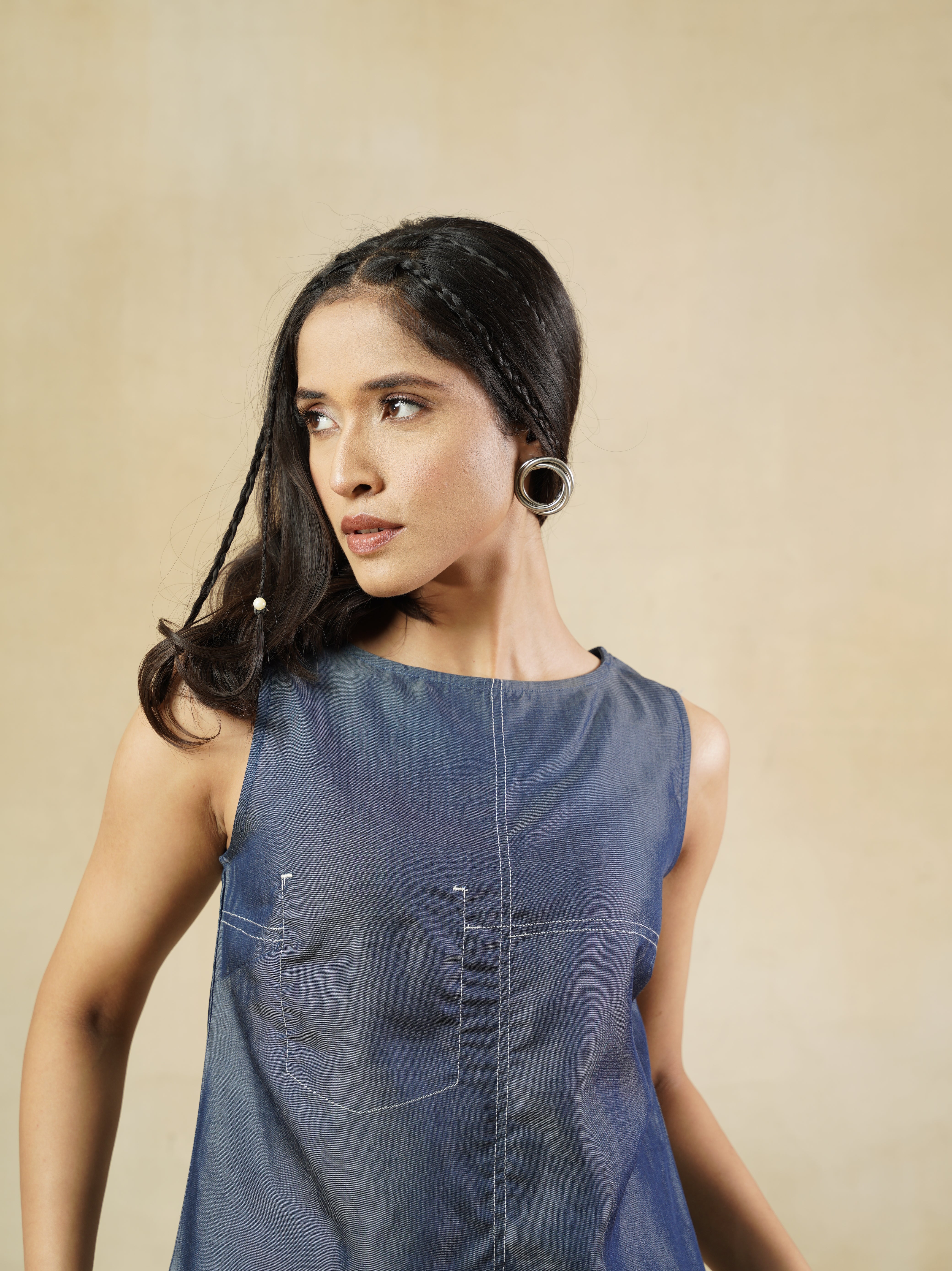 Women's Contrast Stitched Tencel Top