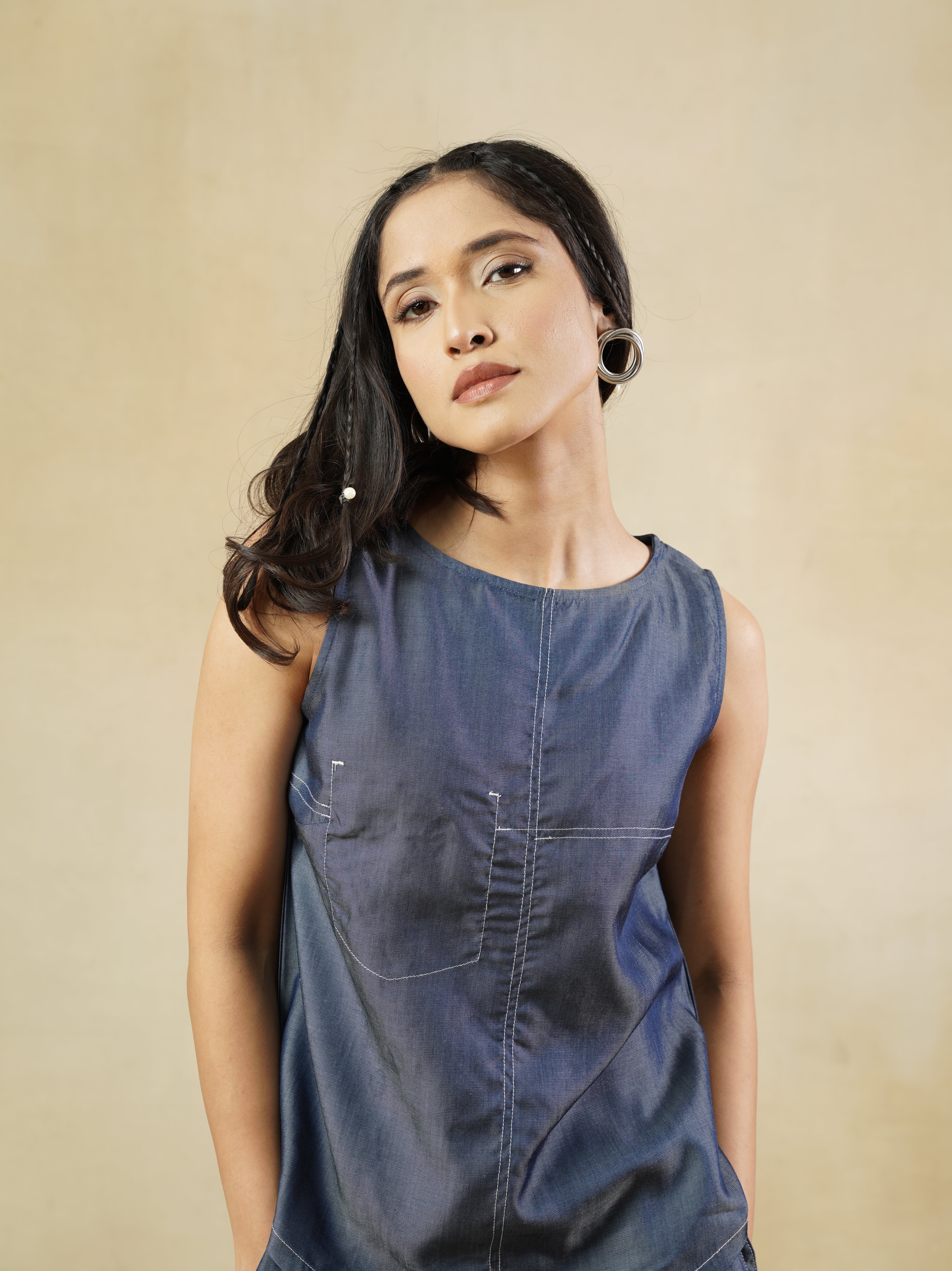 Women's Contrast Stitched Tencel Top