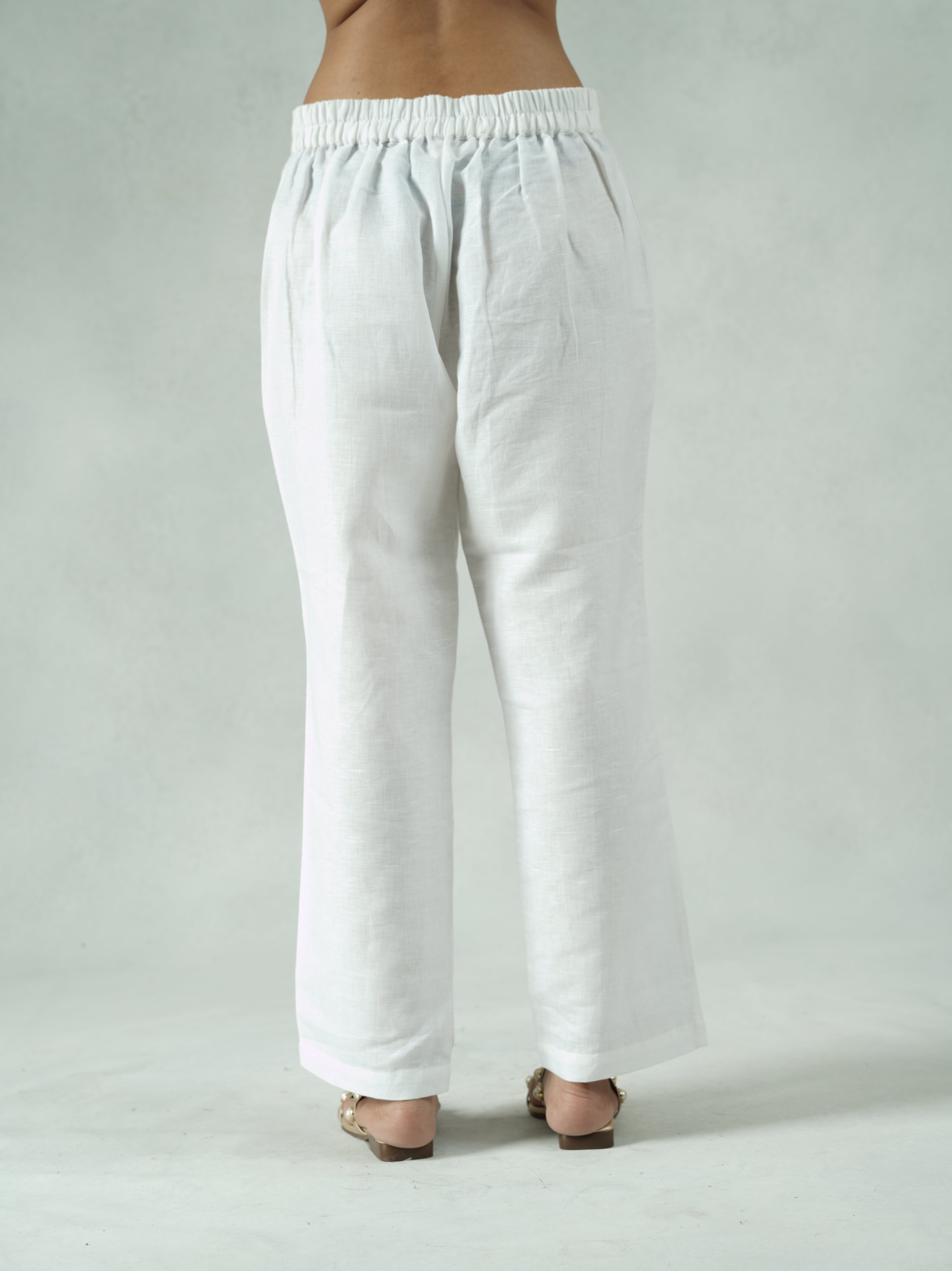 Off-White Pure Cotton straight fit Palazzo Pants