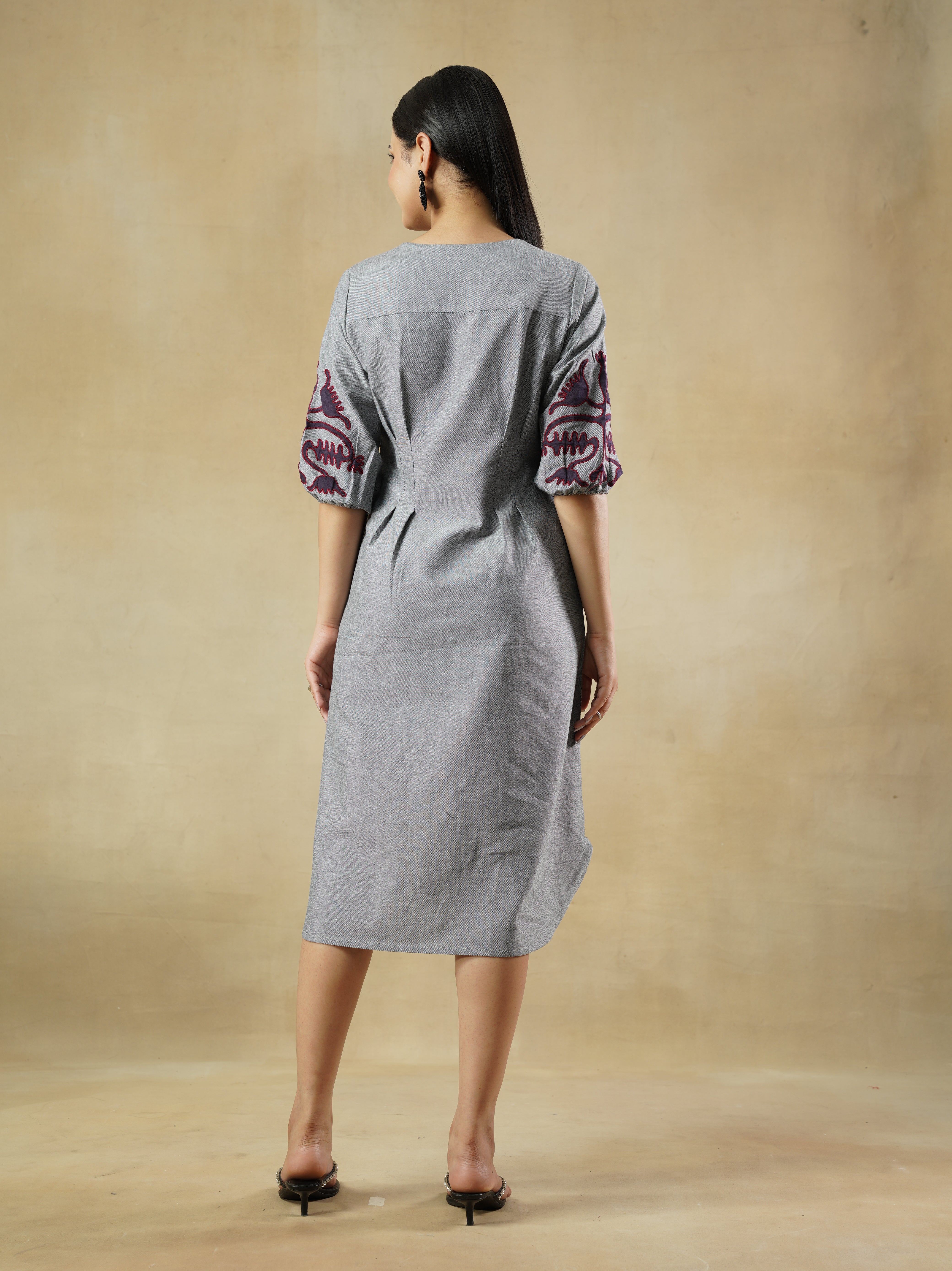 Handcrafted Appliqué Chambray Dress
