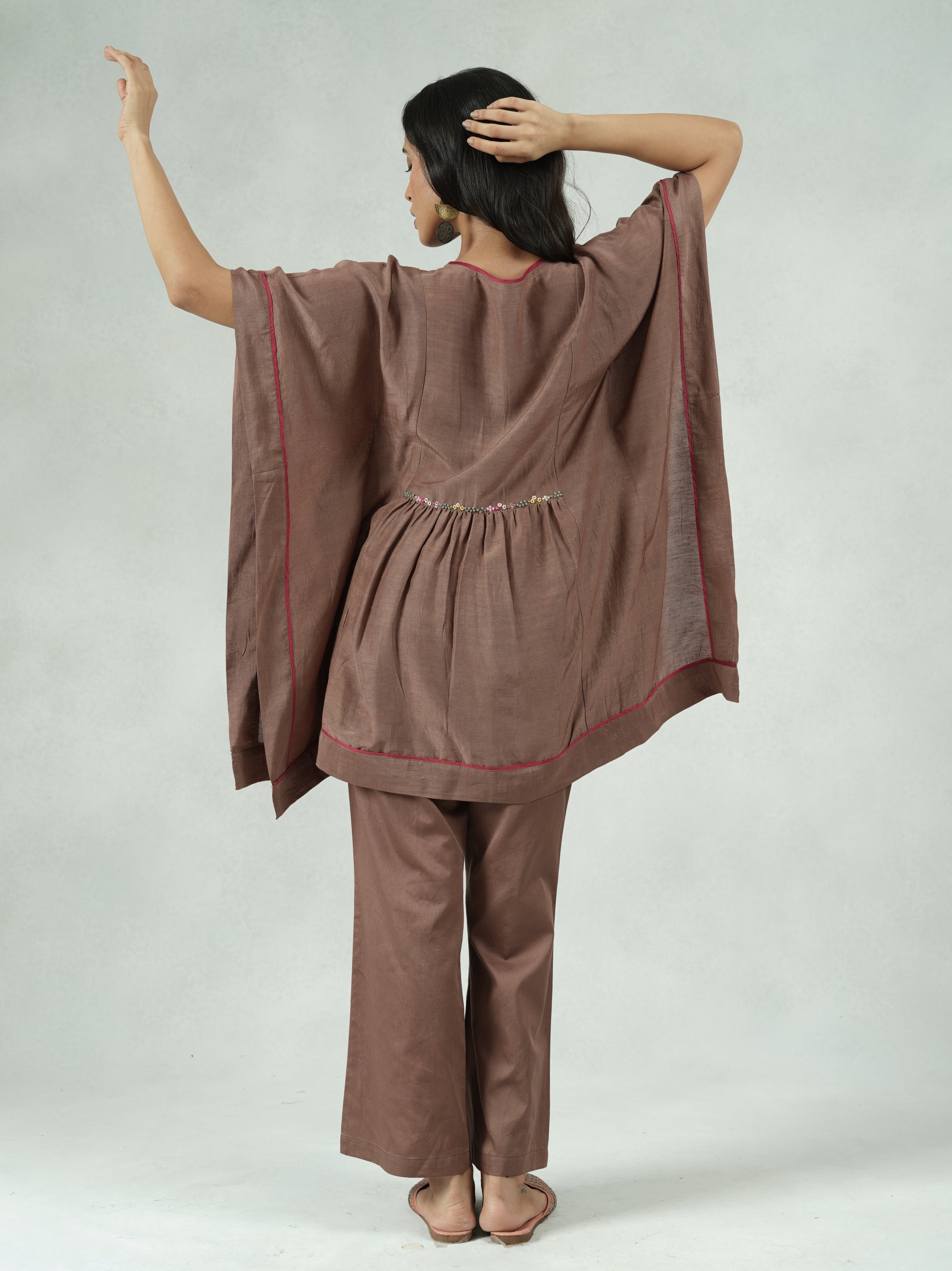 Viscose Linen Hand-Embroidered Kaftan Co-ord Set – Jaya