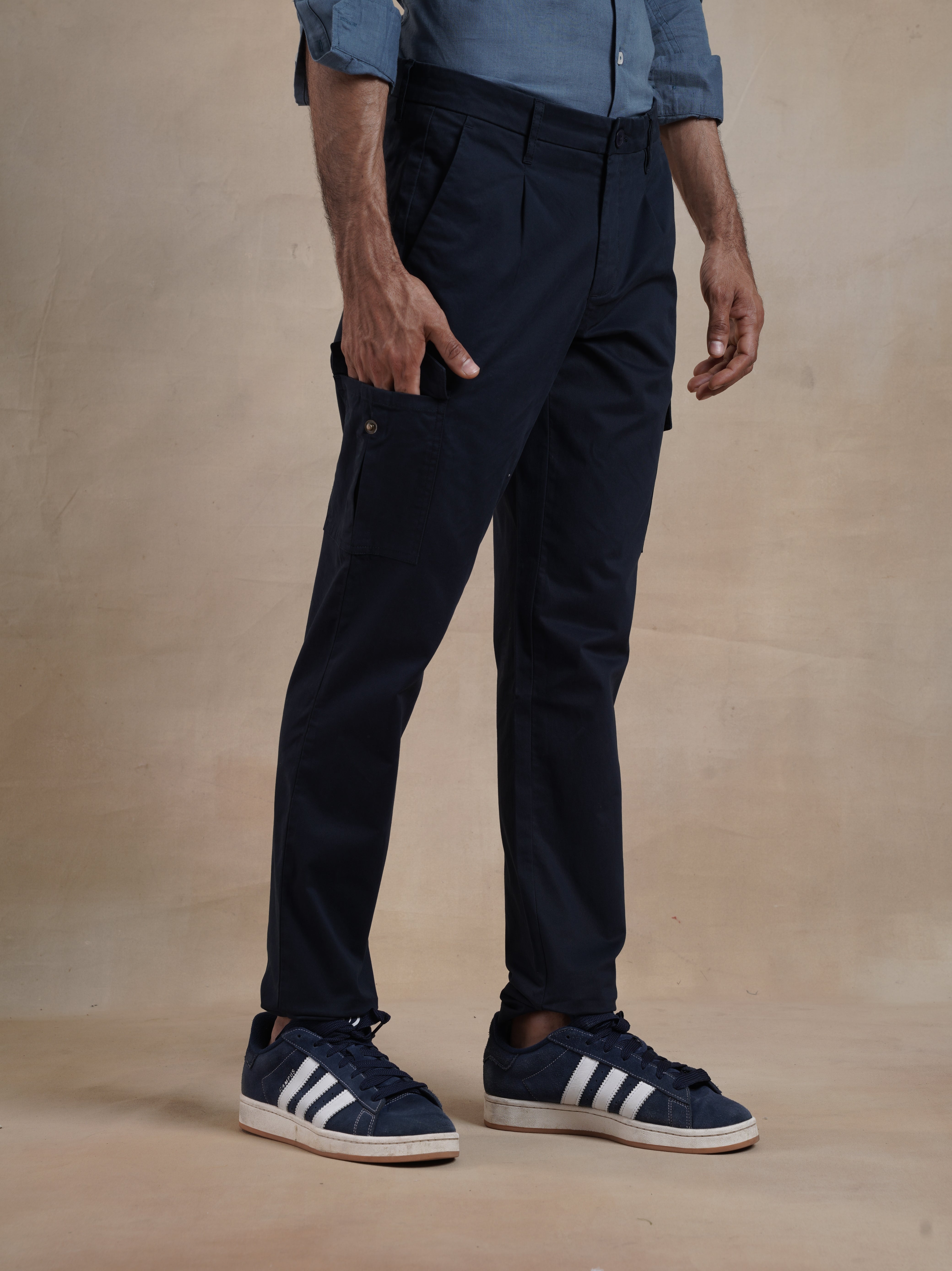Men's Regular Fit Navy Cargos