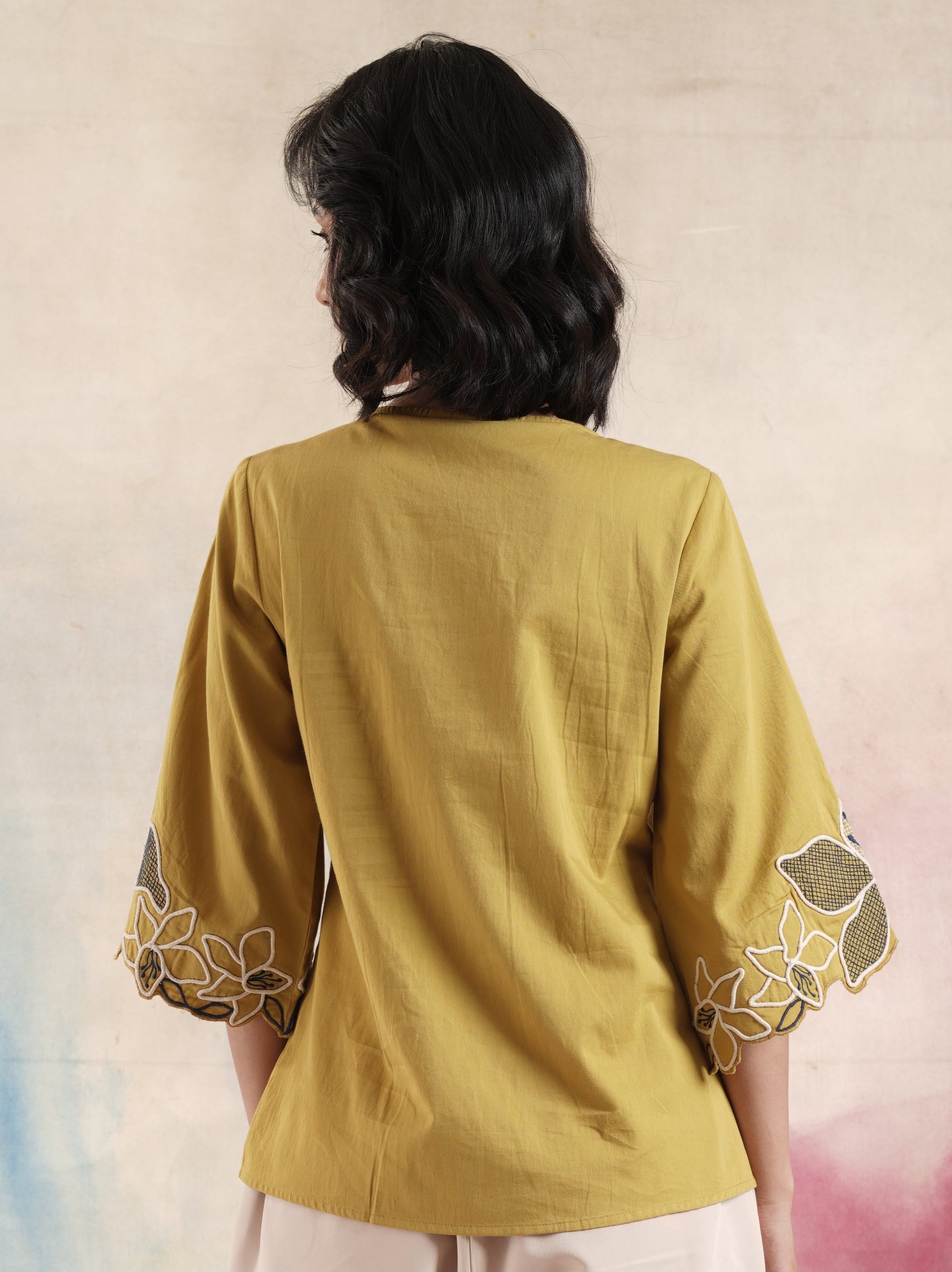 Women's Mustard Embroidered Tunic