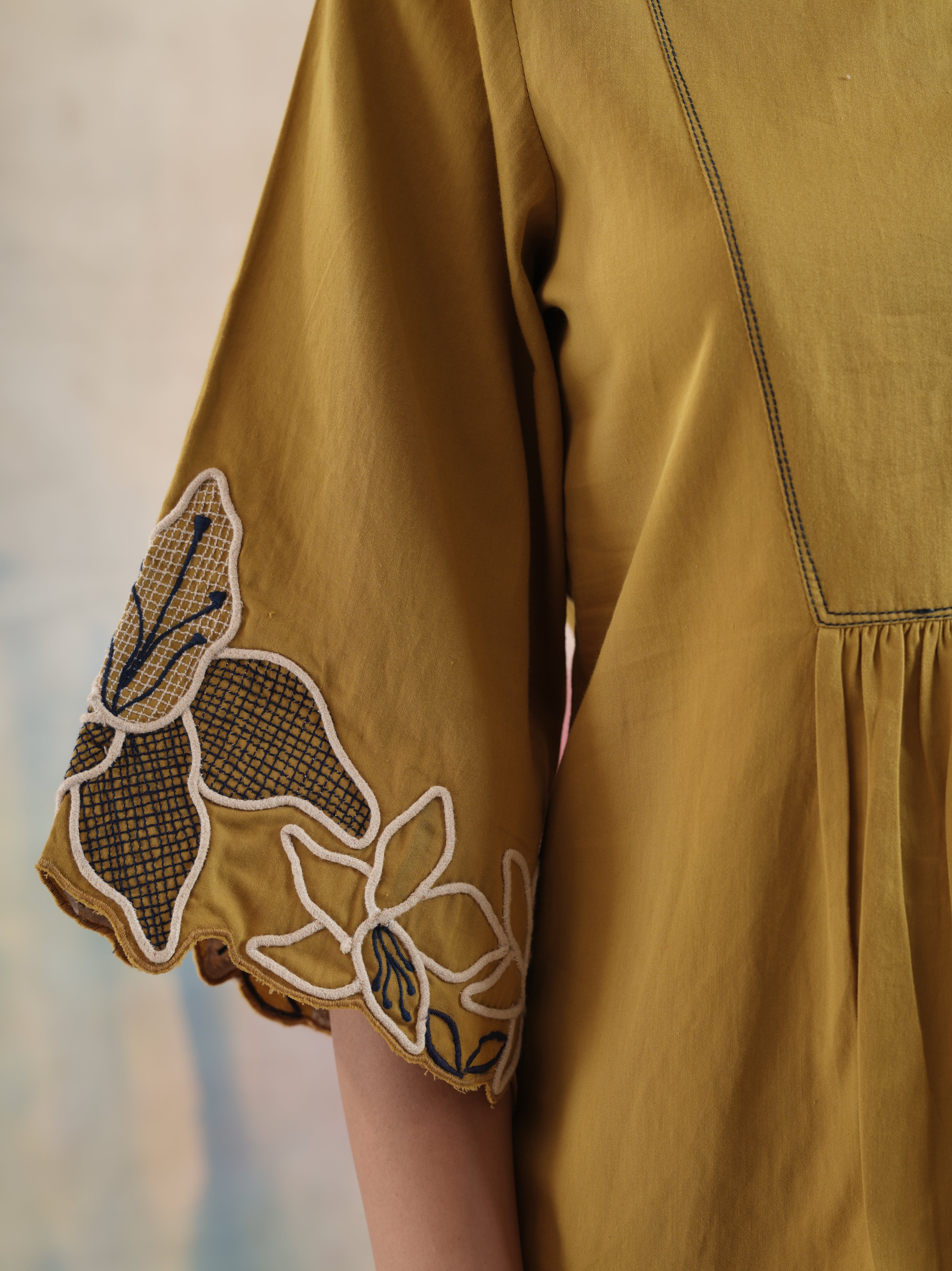 Women's Mustard Embroidered Tunic