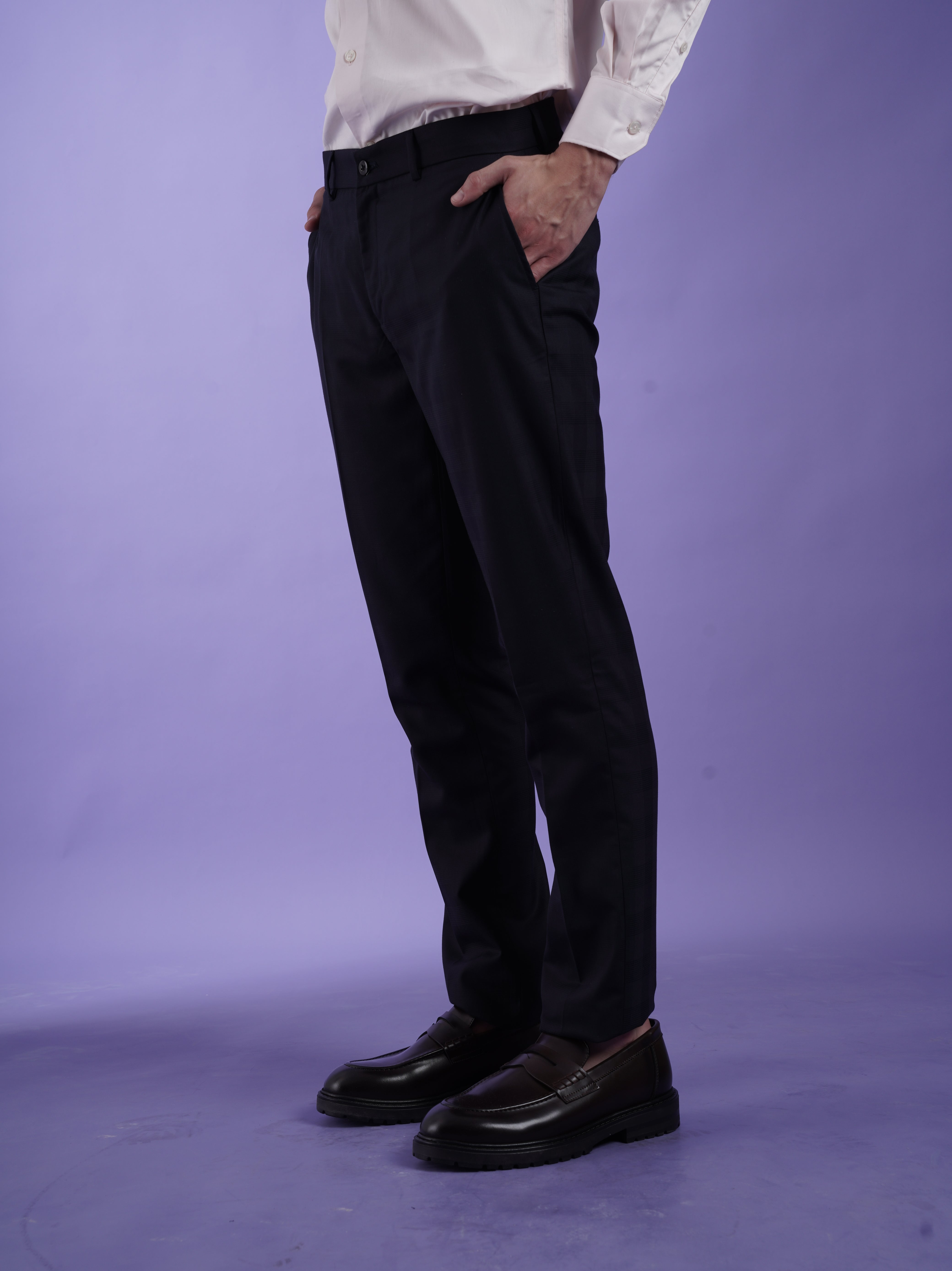 Men's Navy Formal Pant with Taped Waistband