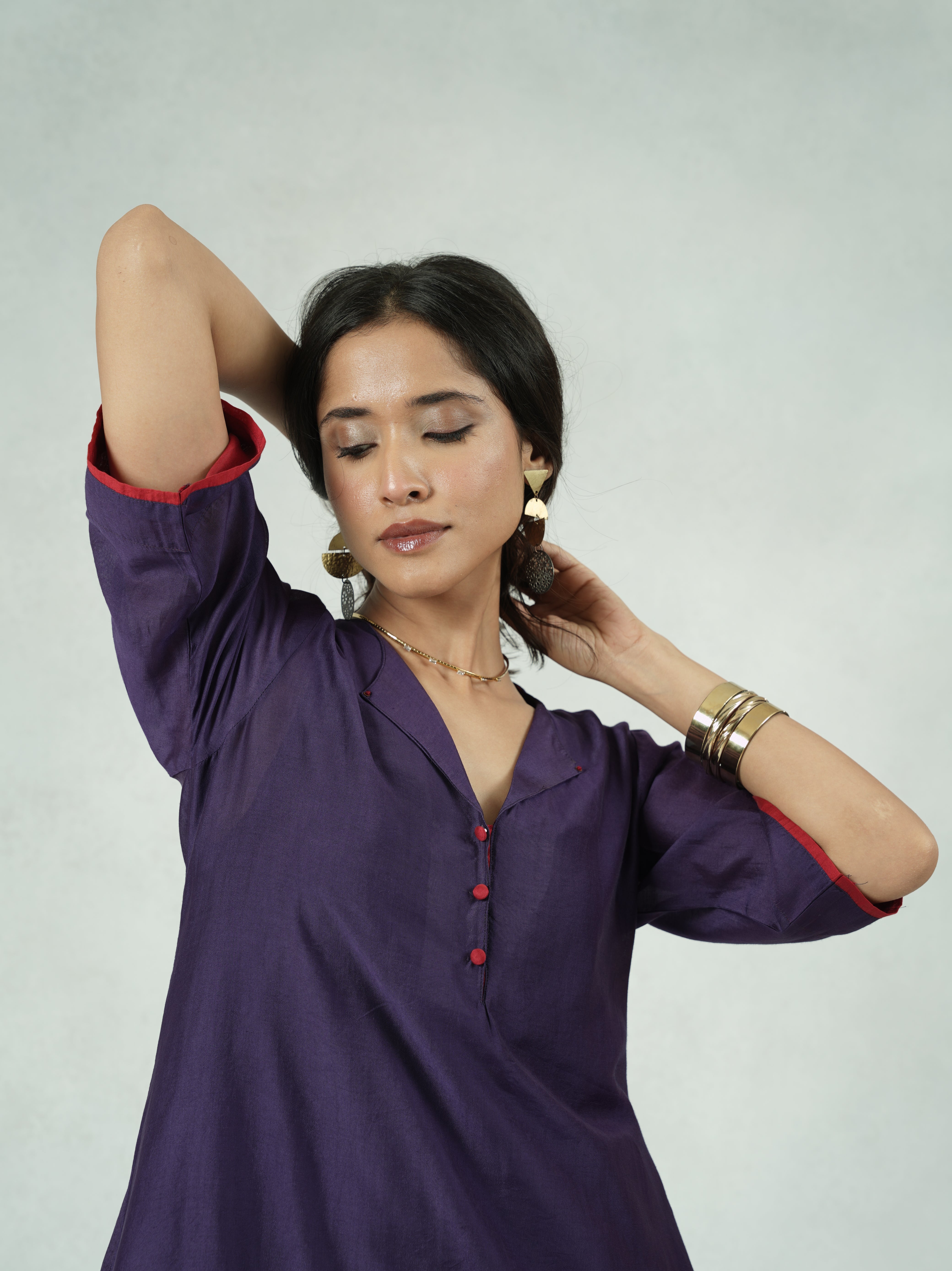 Chanderi Colorblocked Kurta Pant Set – Sonam