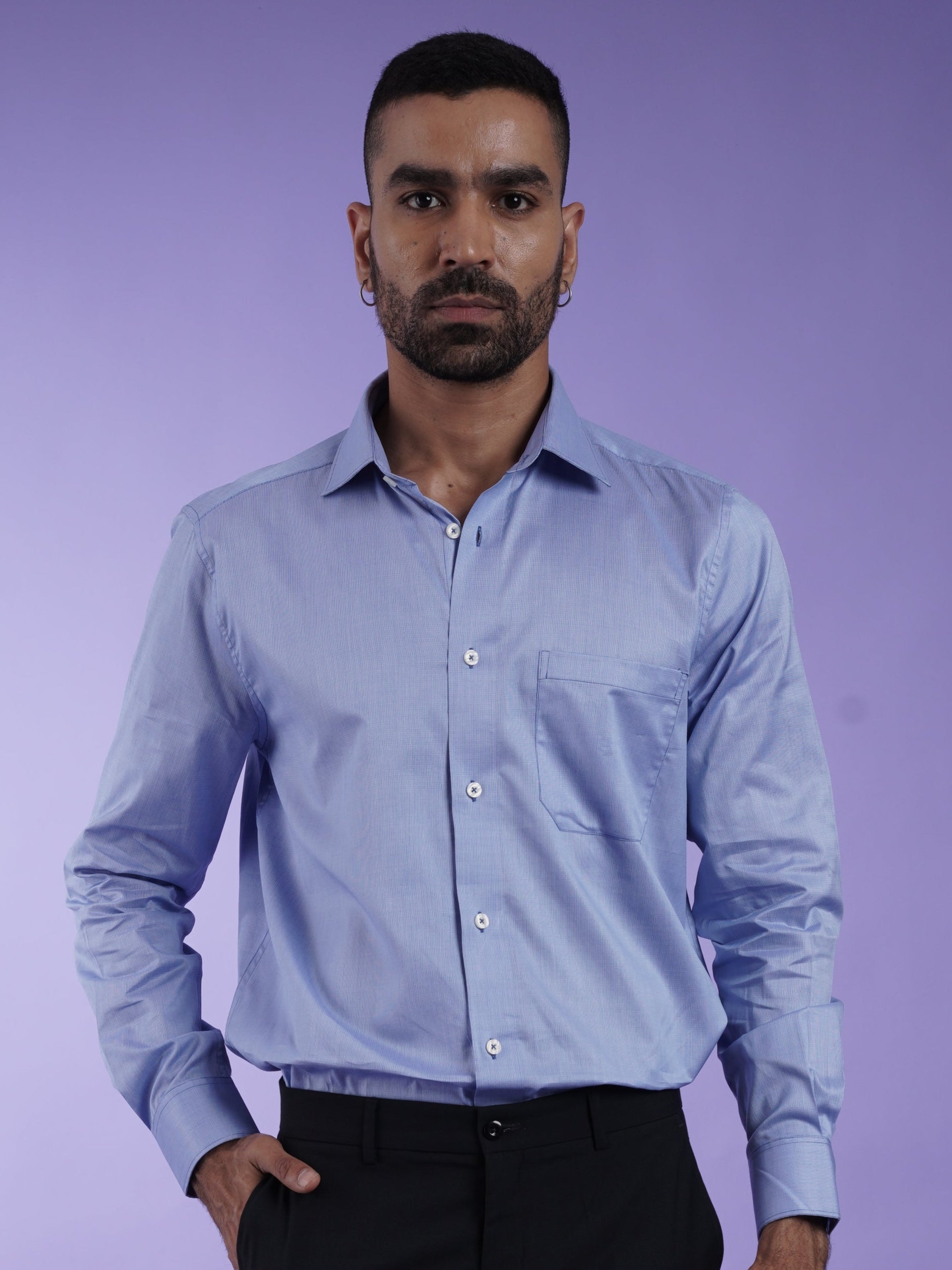 Men's Blue Formal Full Sleeves Shirt