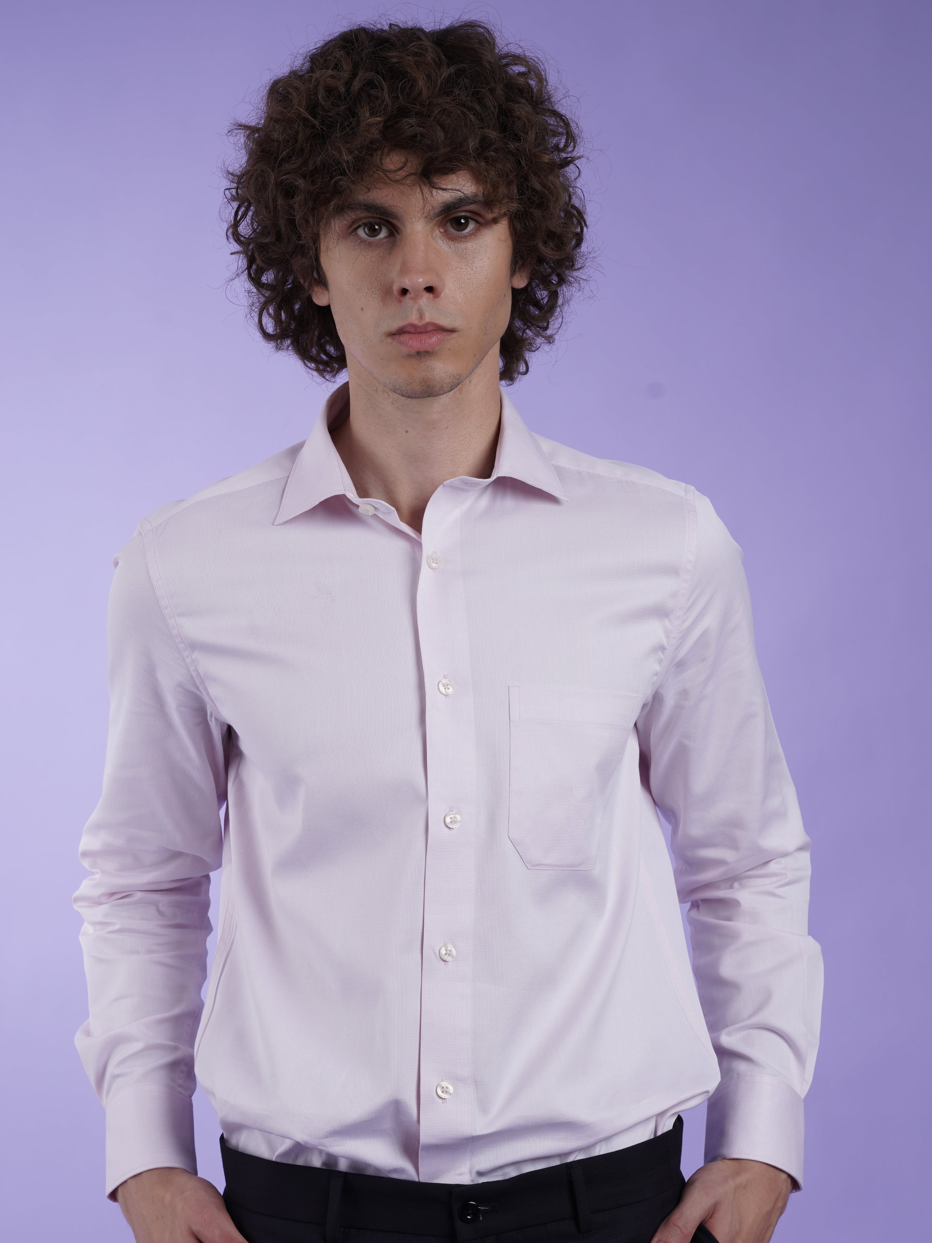 Men's Pink Formal Full Sleeves Shirt