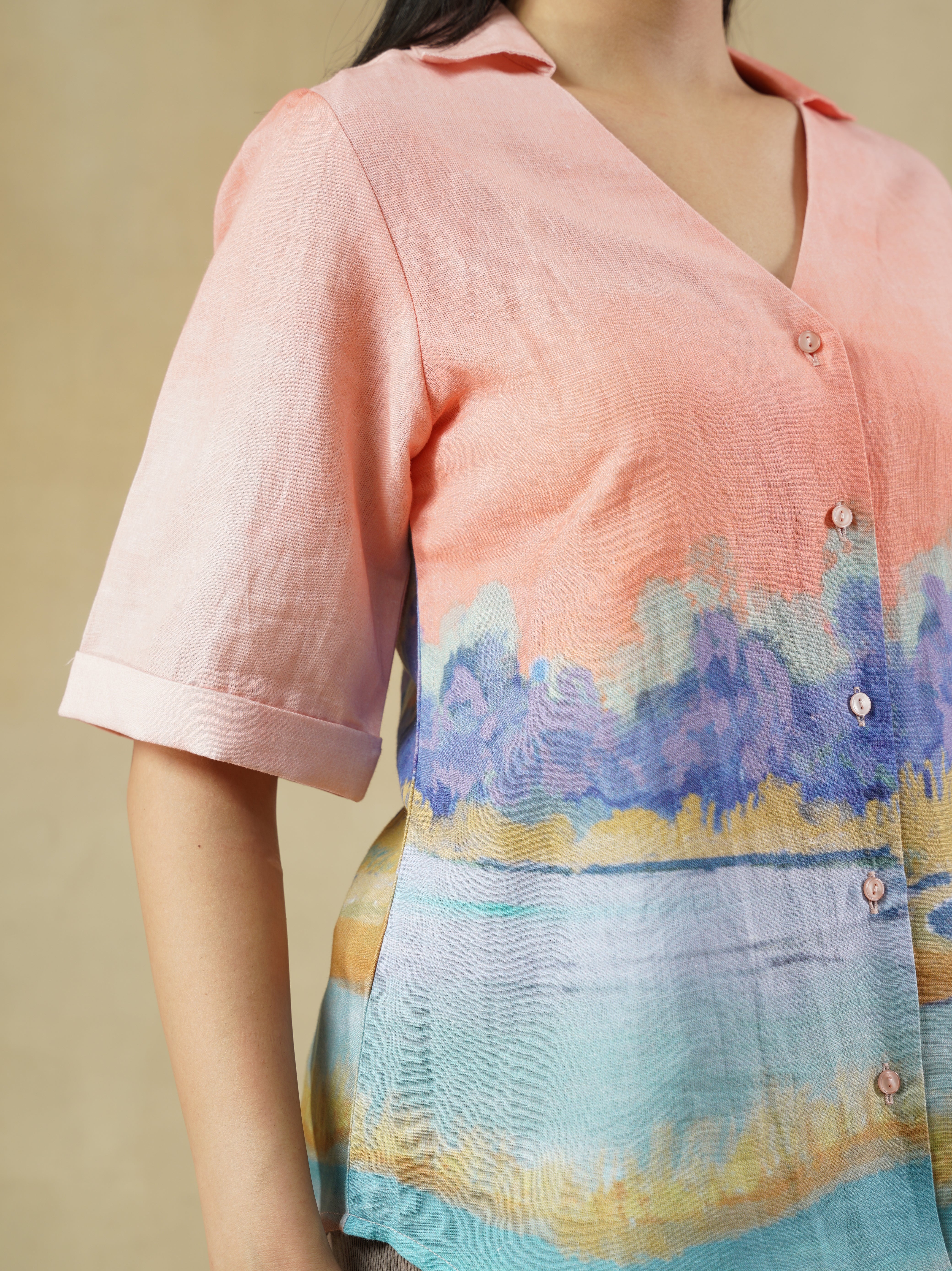 Women’s Multi-Print Linen Blend Shirt