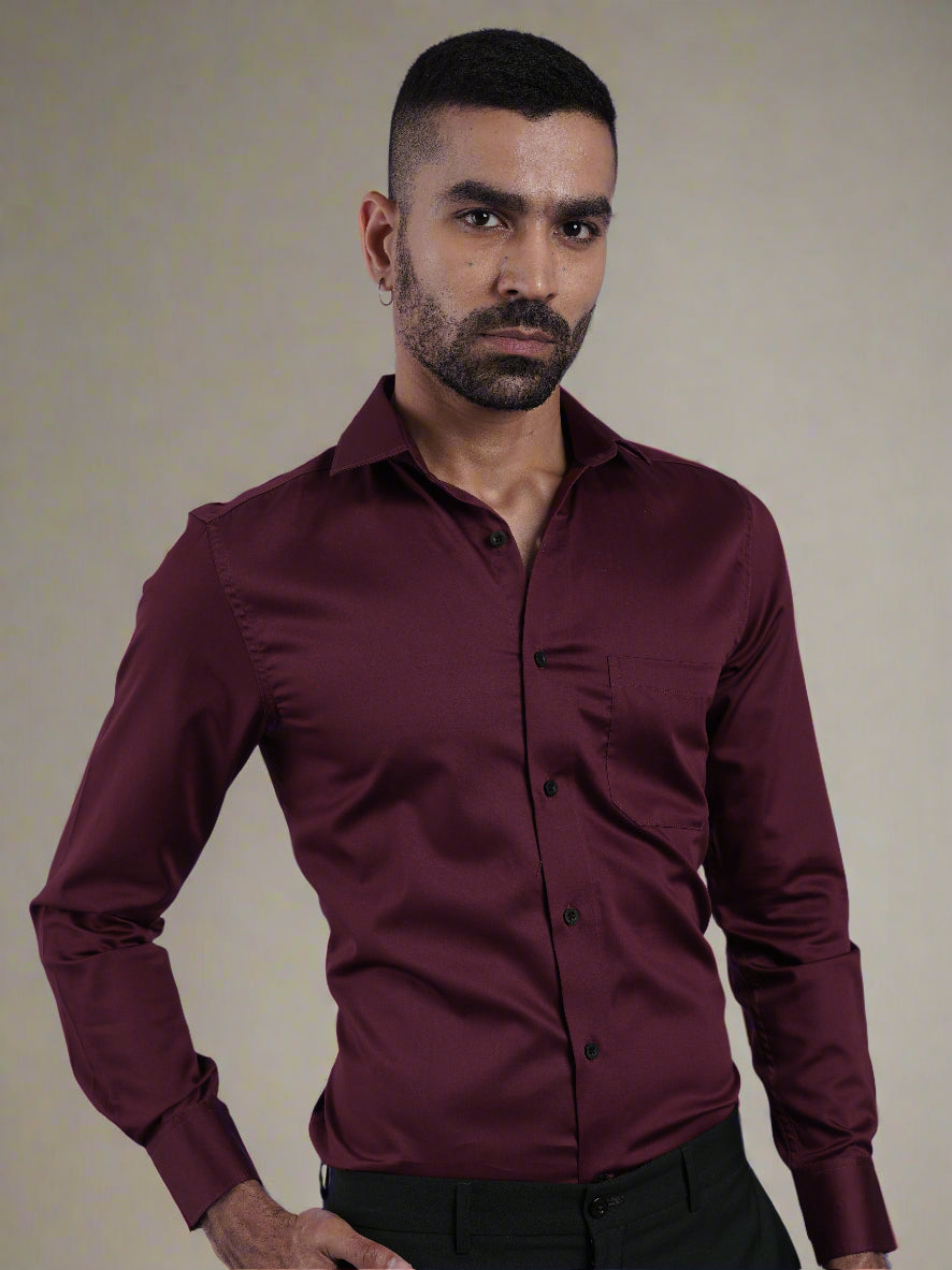 Men's Red Formal Full Sleeves Shirt