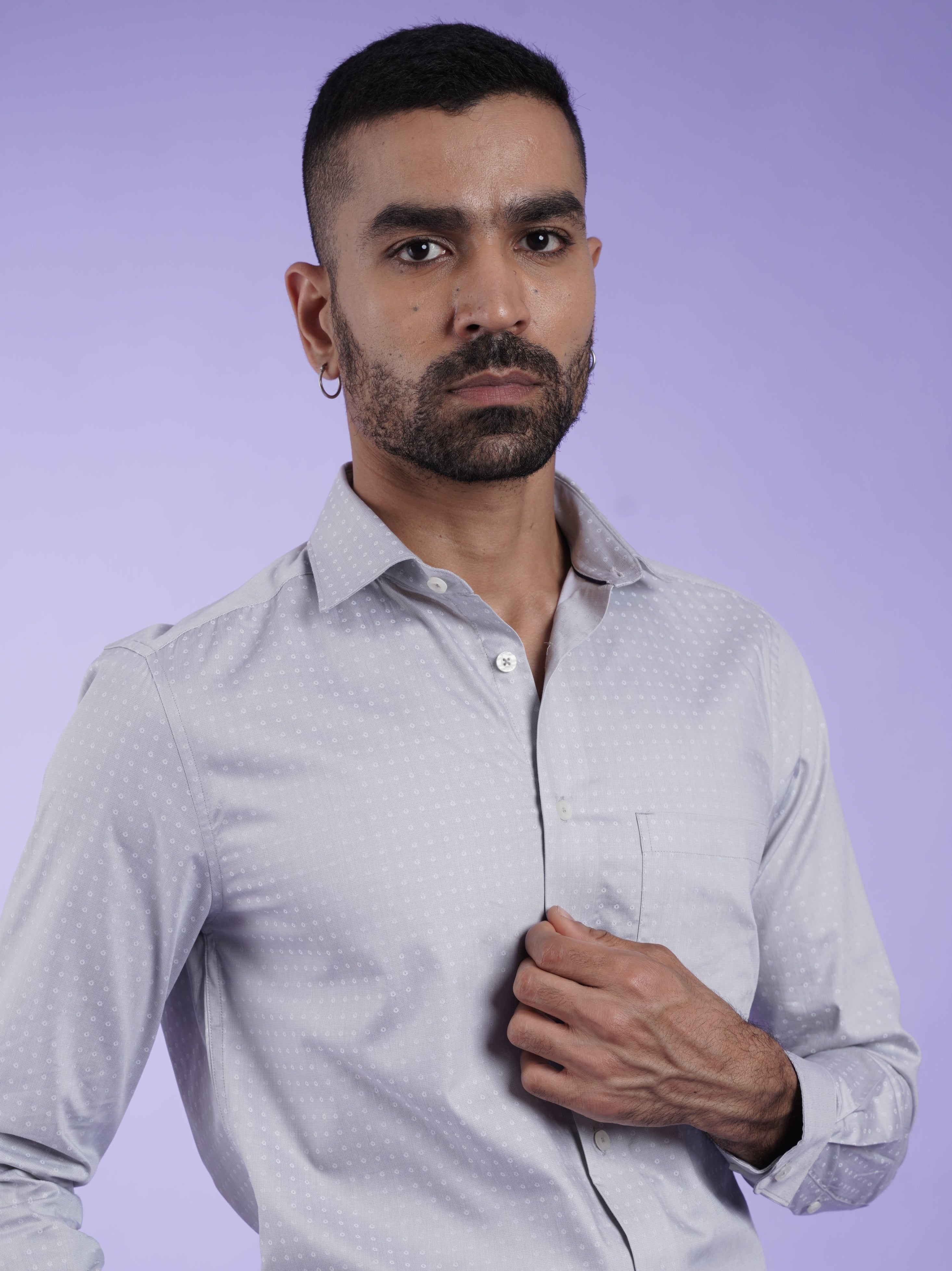 Men's Grey Full Sleeves Formal Shirt