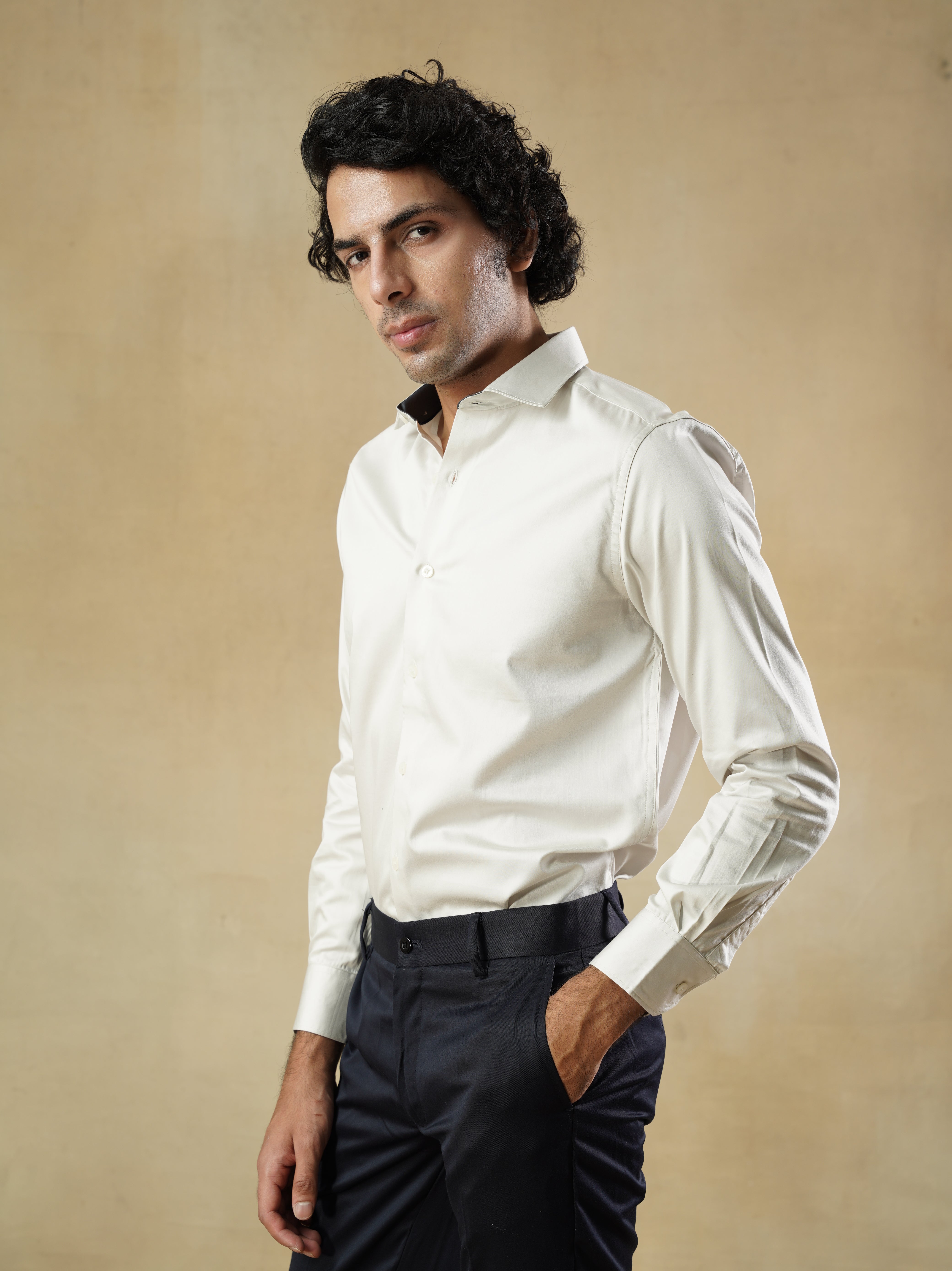 Men's White Formal Full Sleeves Shirt