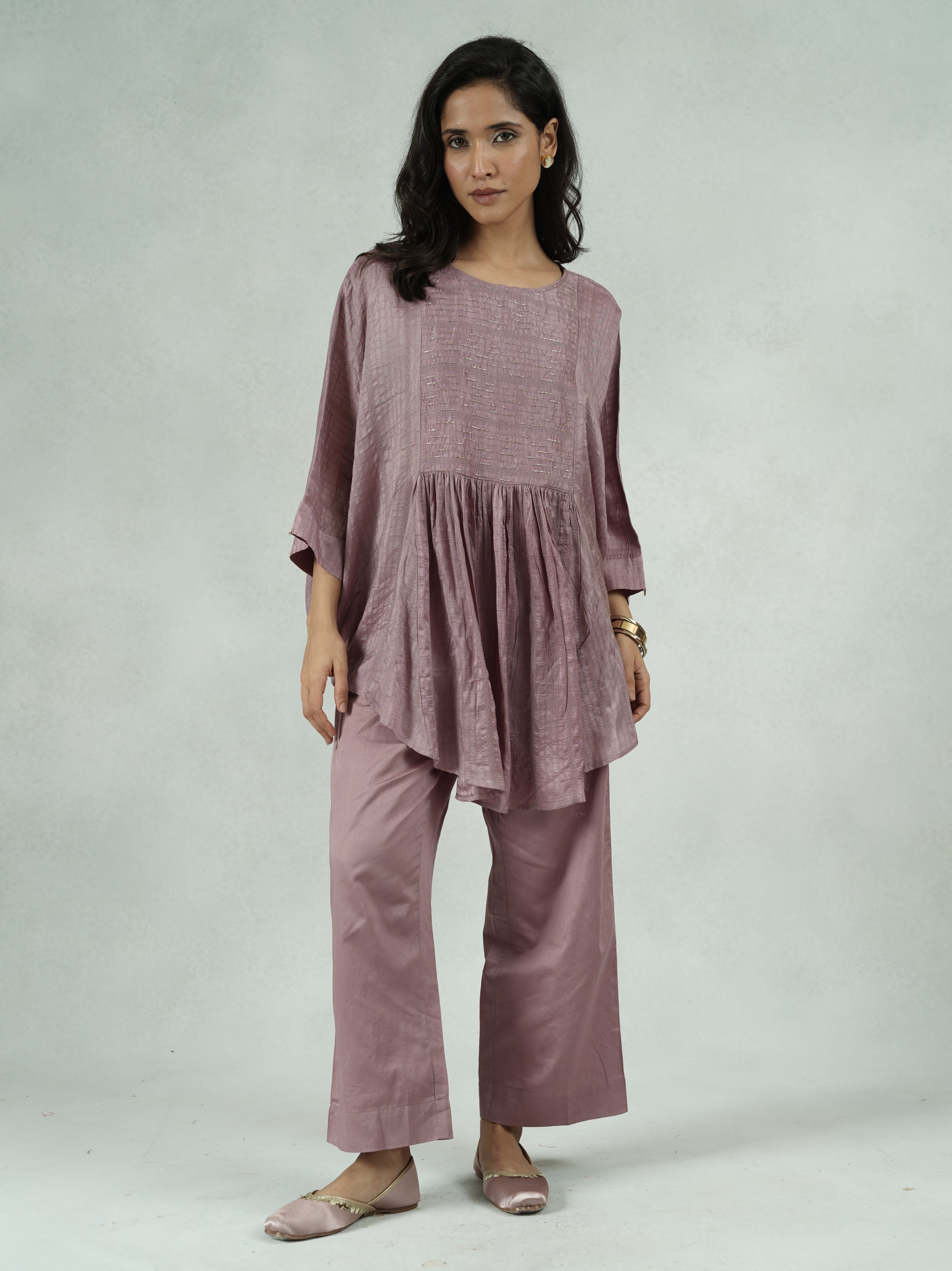 Handcrafted Dola Silk Kaftan Co-Ord Set with Coin Detailing – Kamala