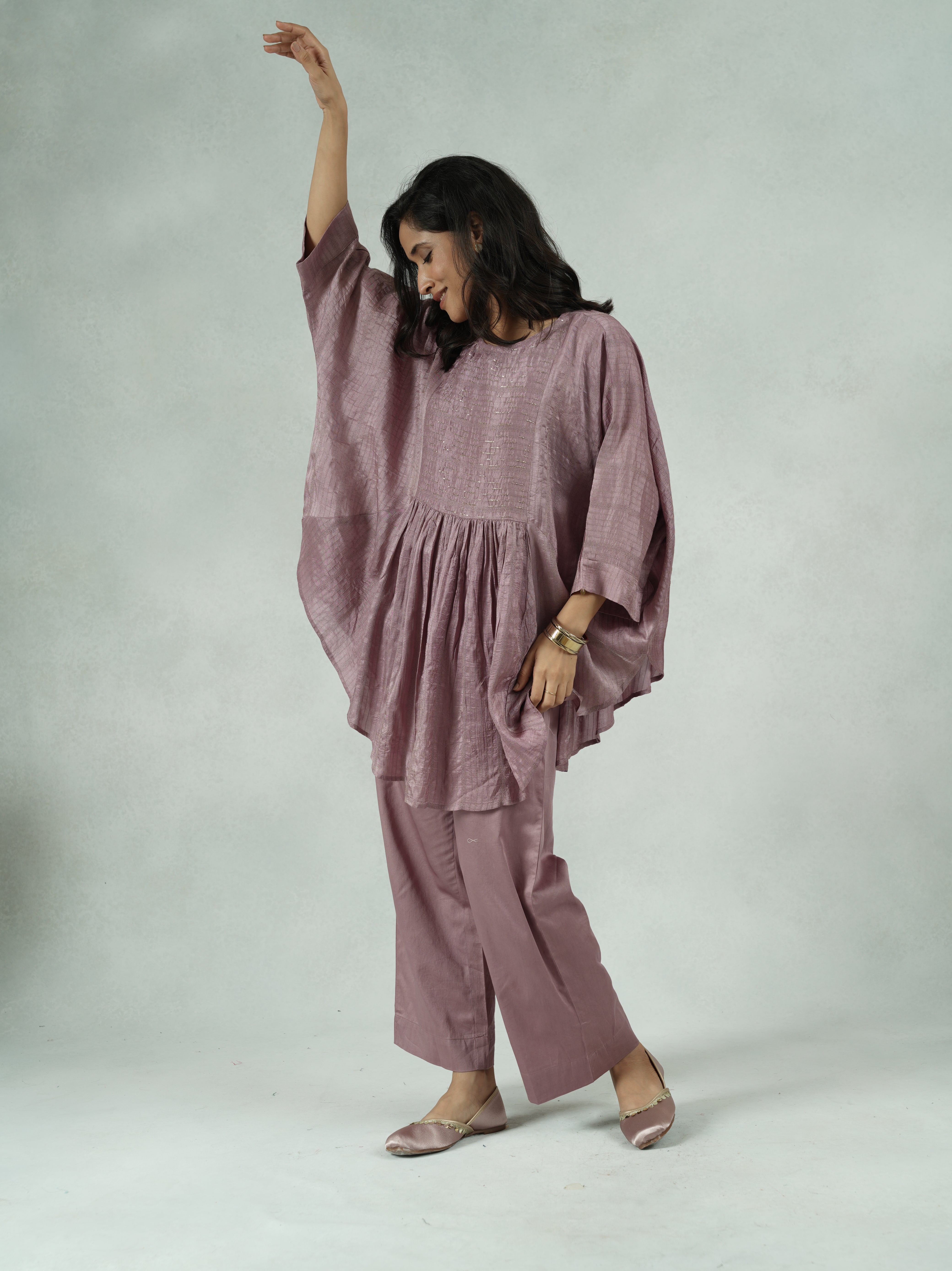 Handcrafted Dola Silk Kaftan Co-Ord Set with Coin Detailing – Kamala