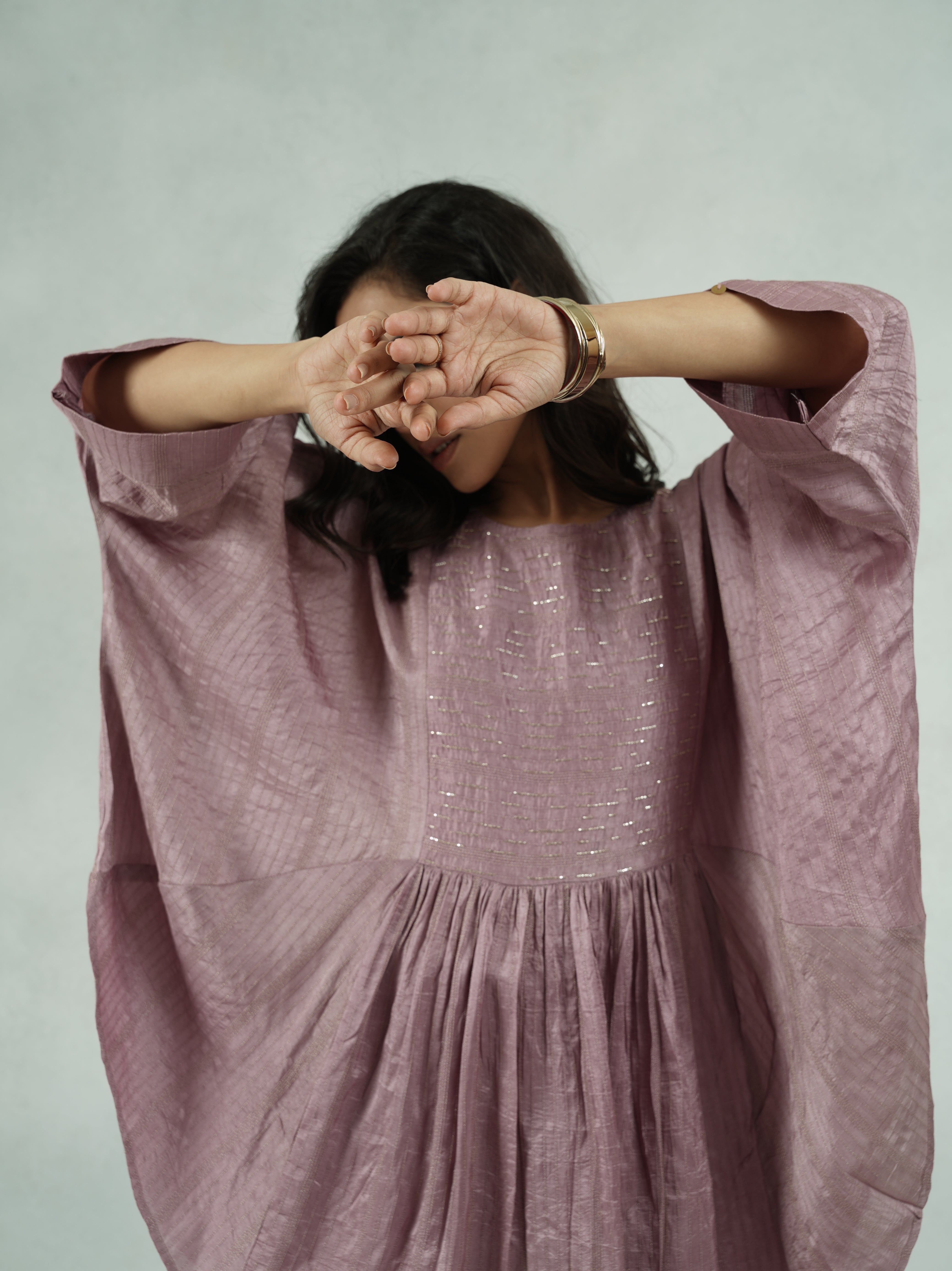 Handcrafted Dola Silk Kaftan Co-Ord Set with Coin Detailing – Kamala