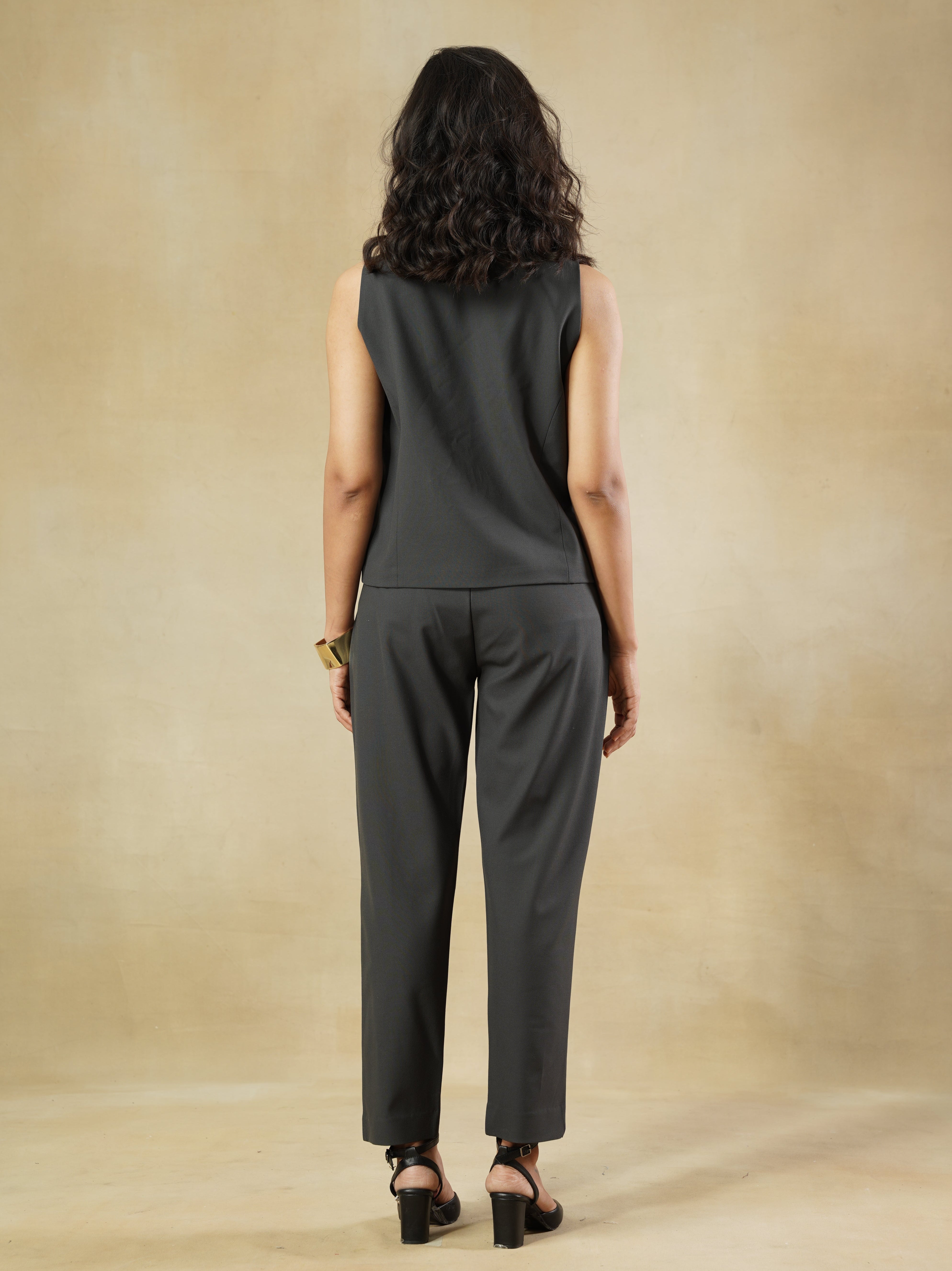 Grey Viscose Blend Trousers with Half-Elasticated Waistband – Nicole