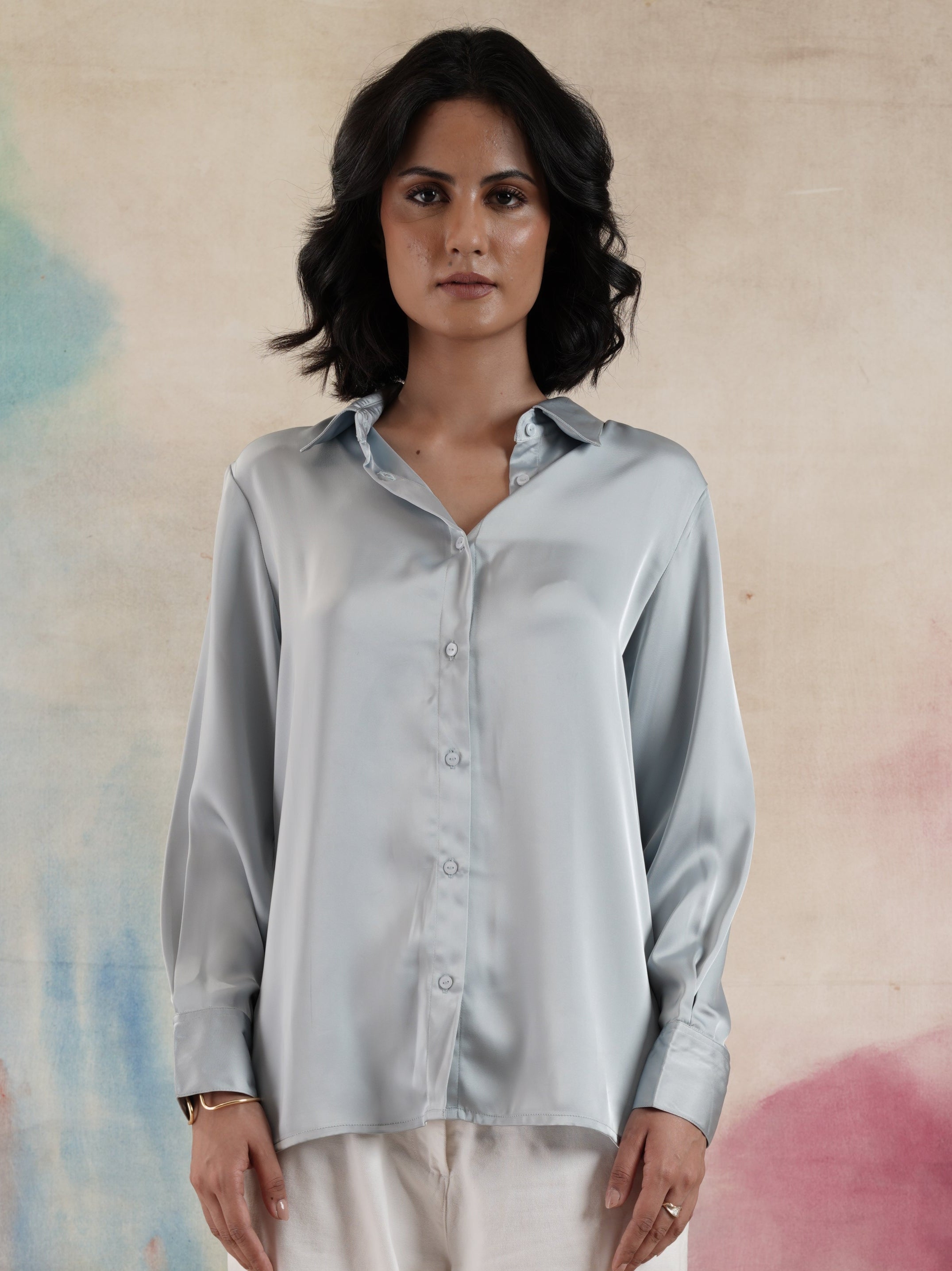Women's Full Sleeves Blue Shirt