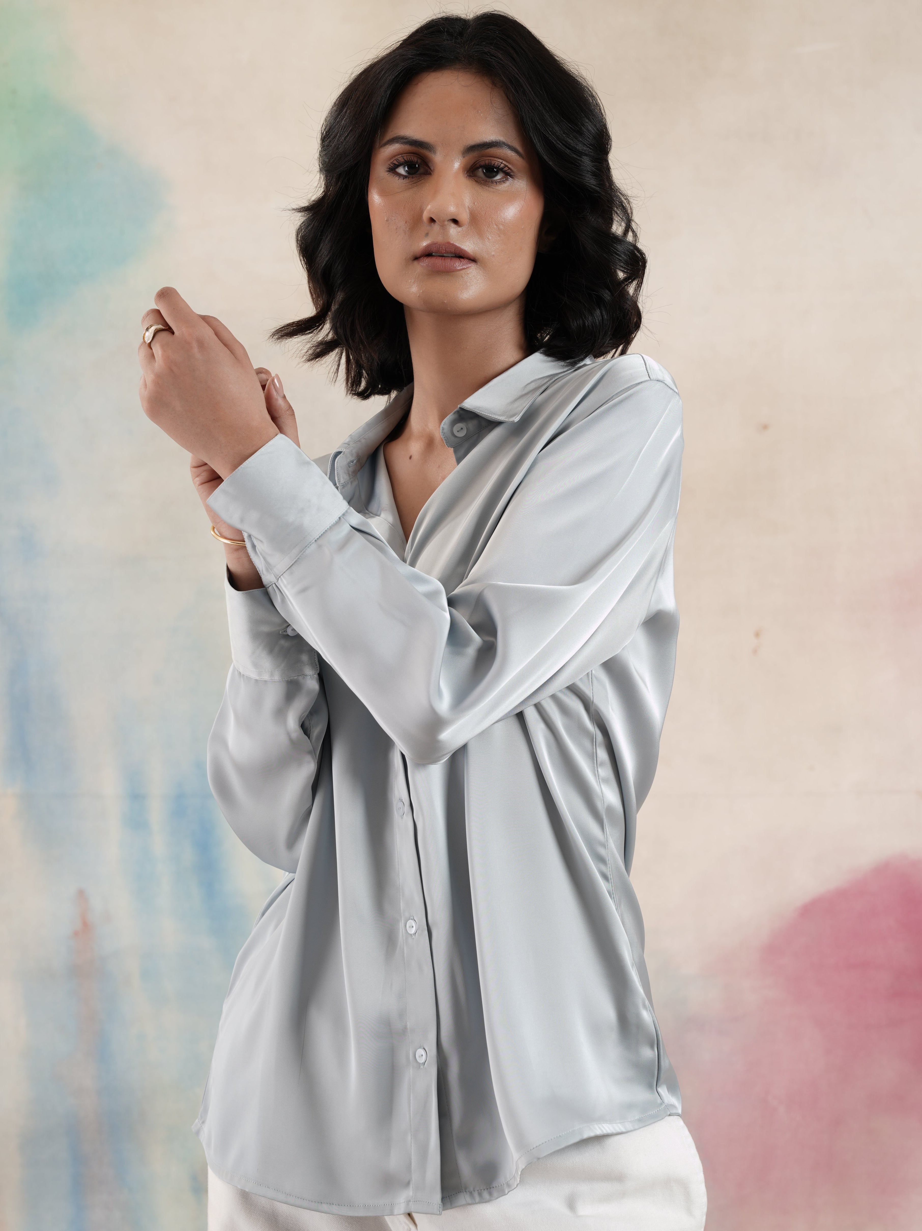 Women's Full Sleeves Blue Shirt