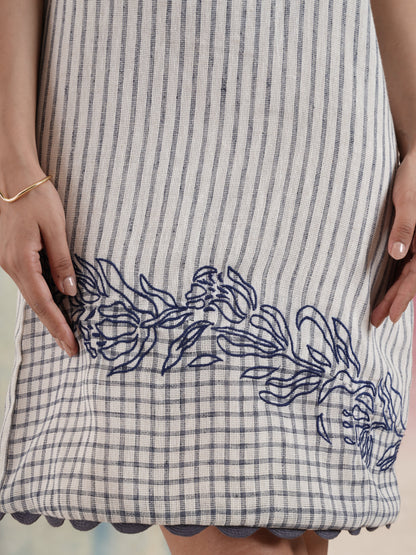 Women's Pattern Blocked Embroidered Dress