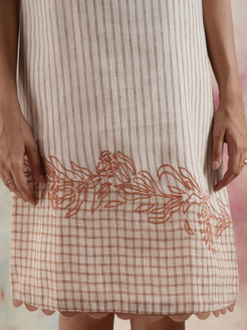 Women's Pattern Blocked Embroidered Dress