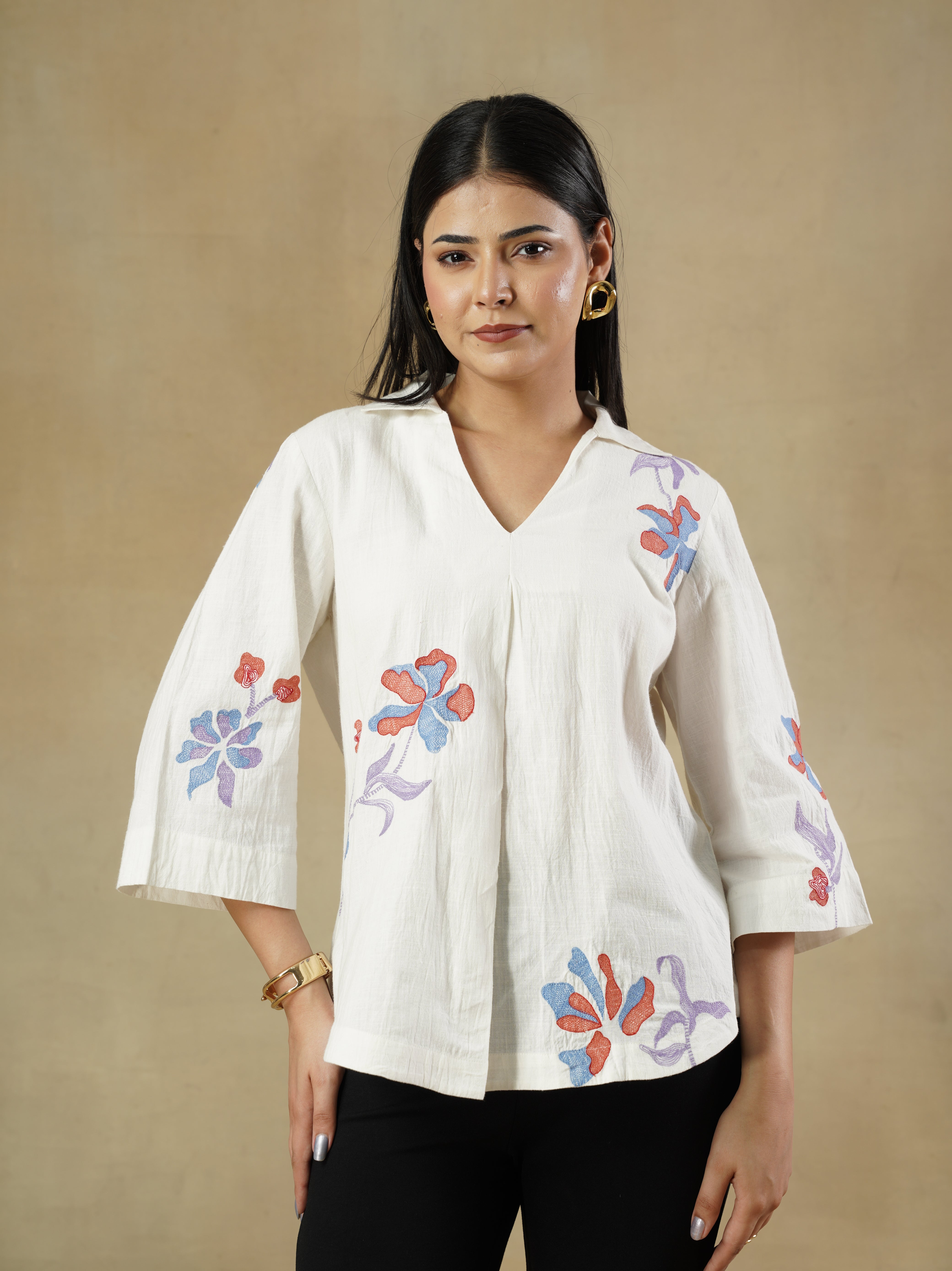 White Cotton Embroidered Tunic