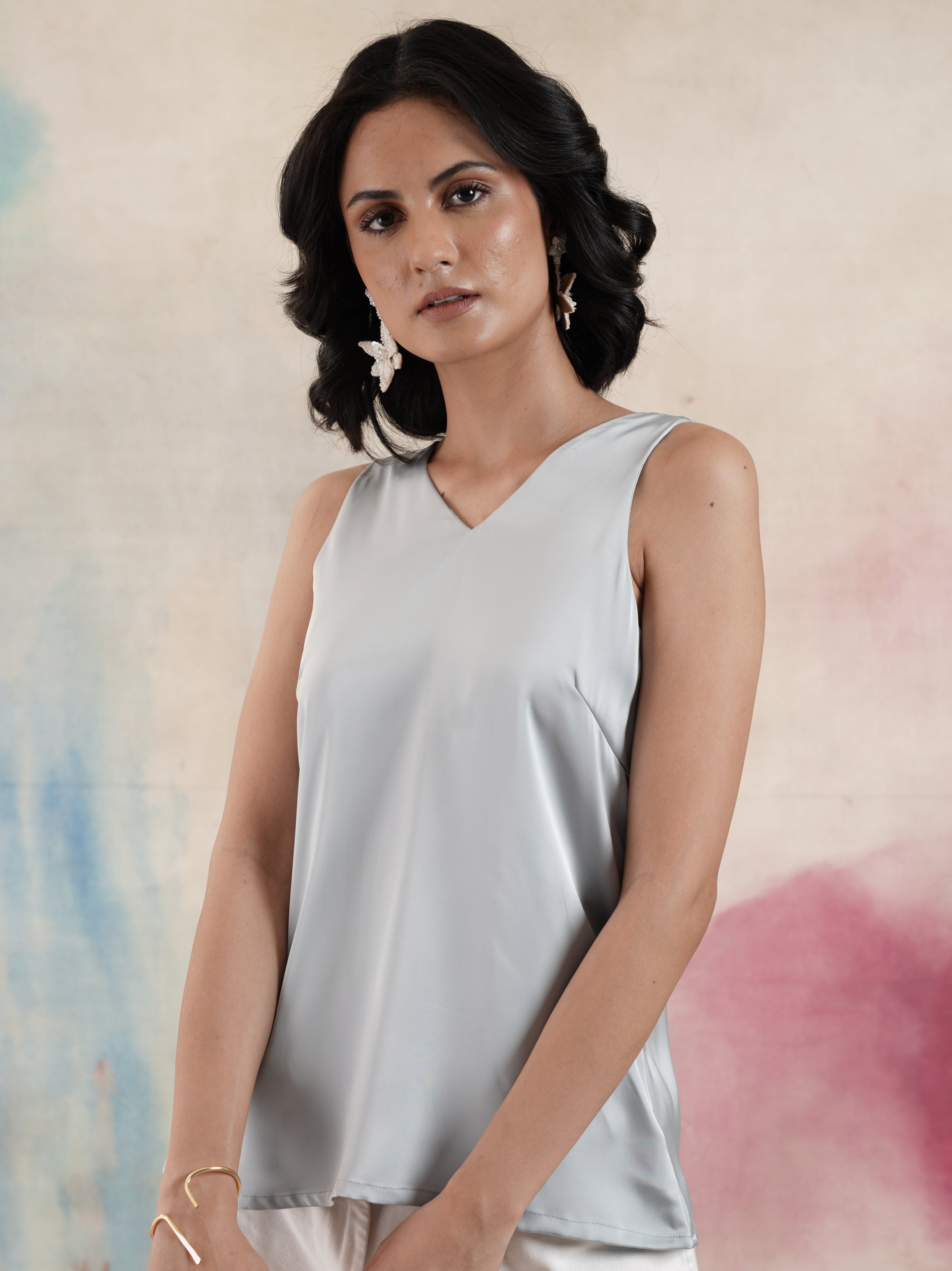 Women's Blue Sleeveless Top