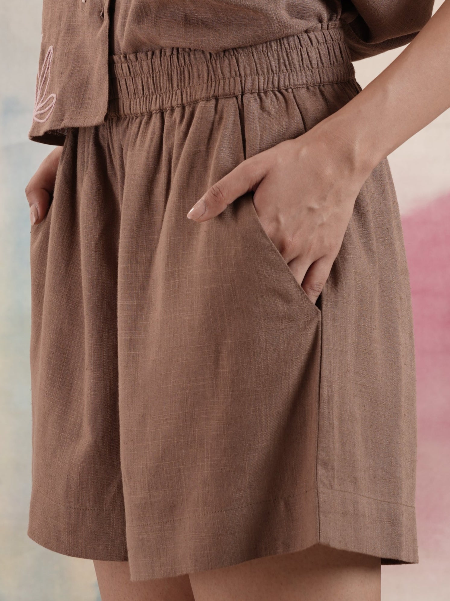 Women's Cotton Linen Elasticated Shorts