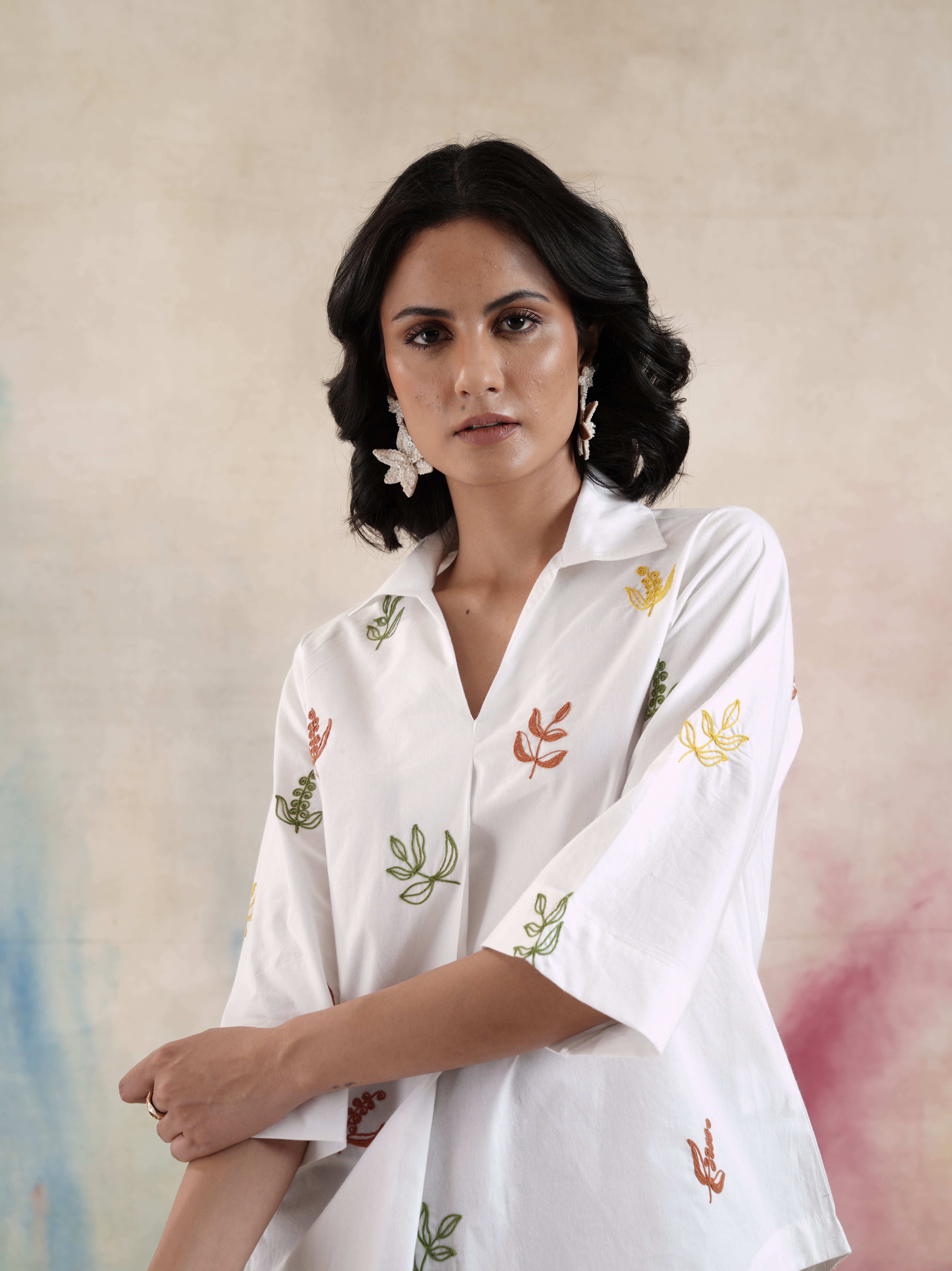 Women's Embroidered Collar Neck Top