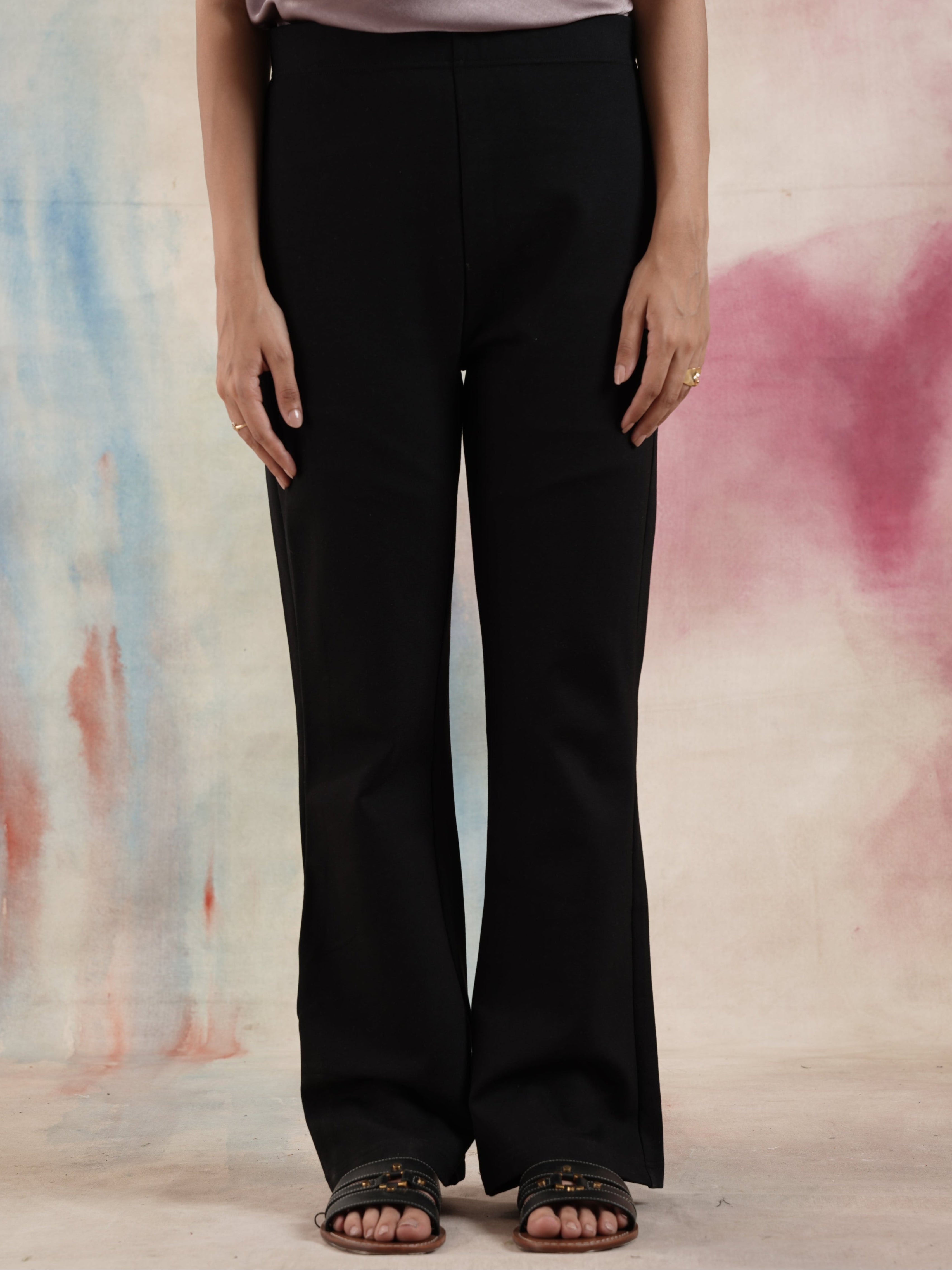 Women's Black Flared Jeggings