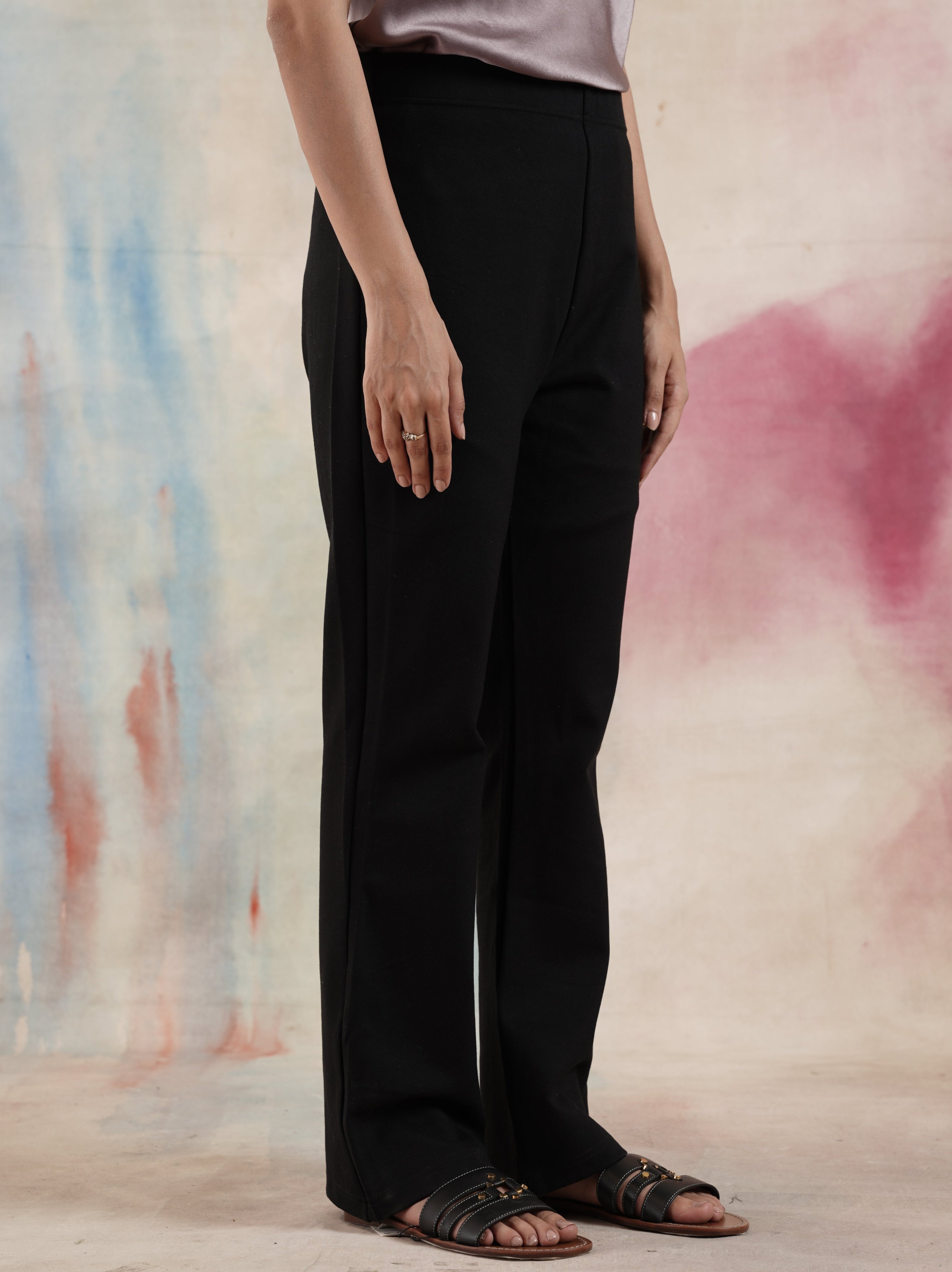 Women's Black Flared Jeggings