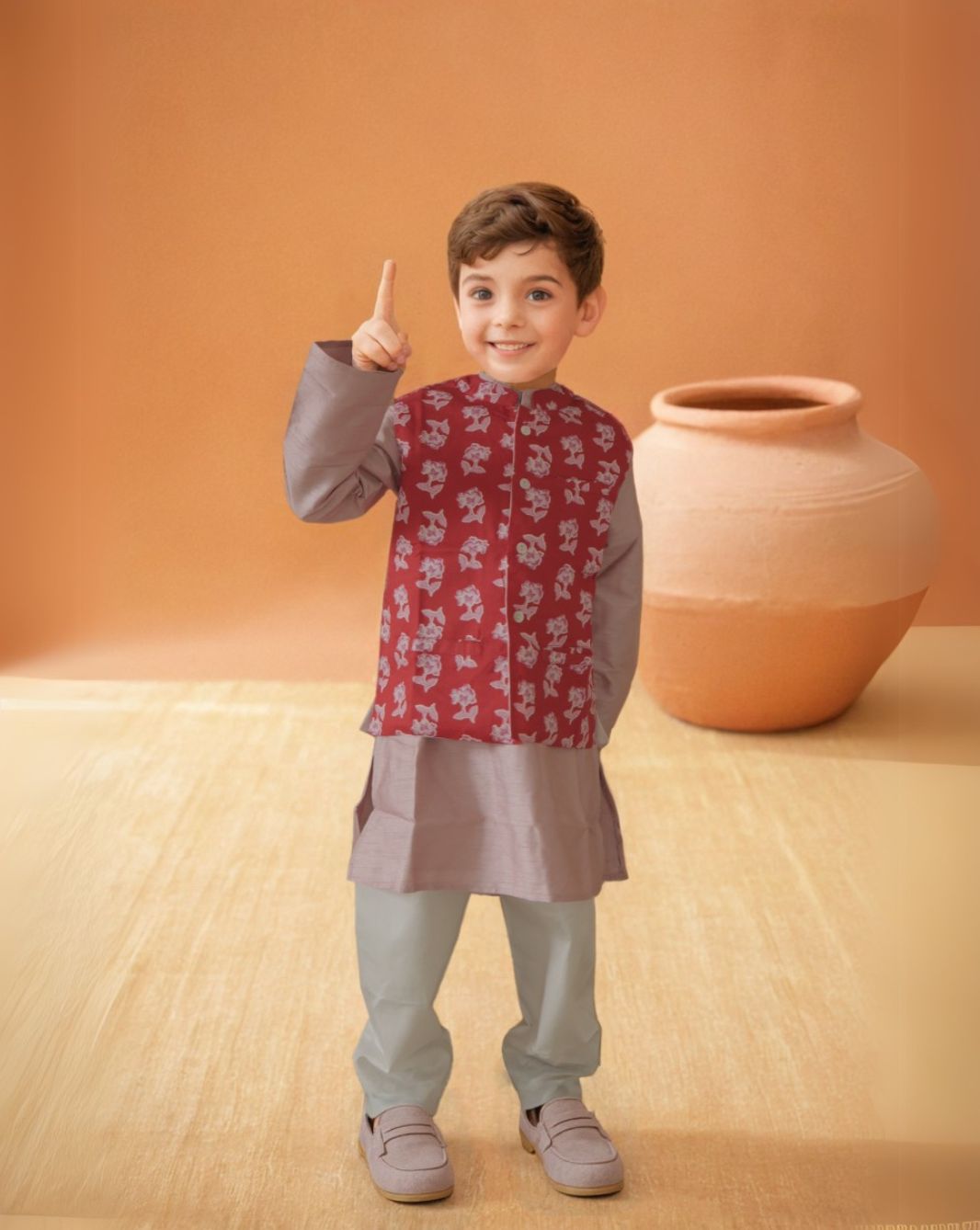 Boy's Pink  Ethnic Kurta Set