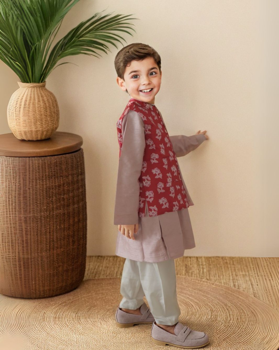 Boy's Pink  Ethnic Kurta Set
