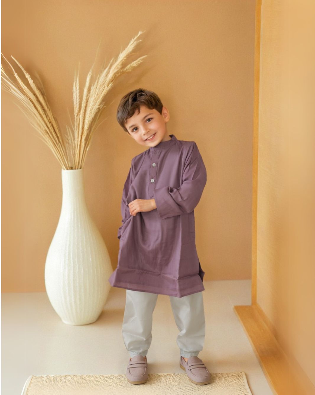 Boy's Purple Ethnic Kurta Set