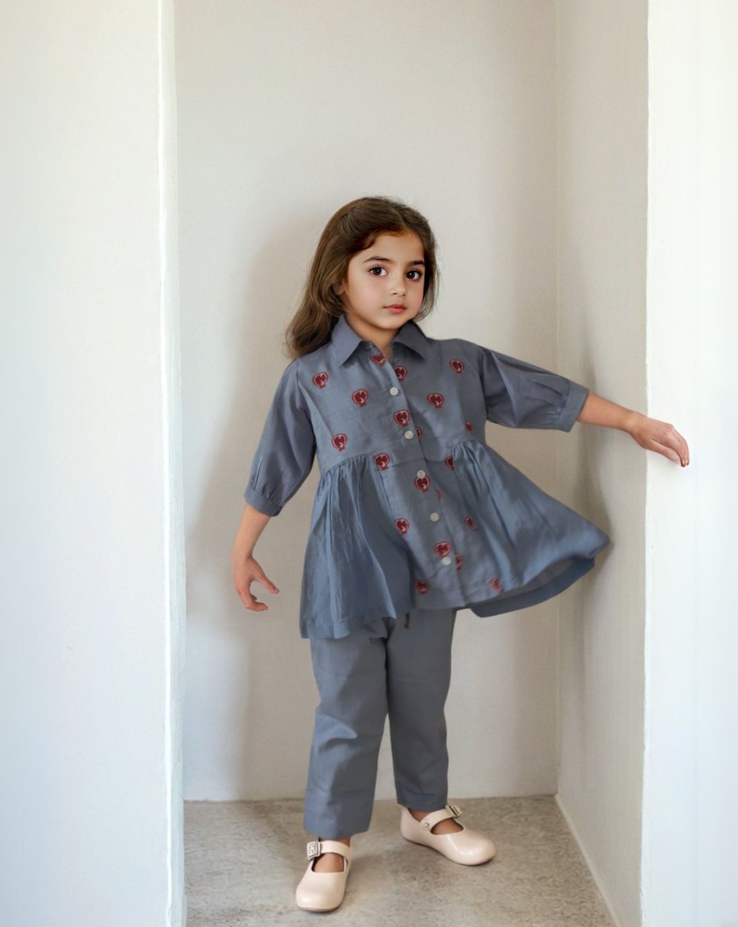 Girl's Blue Ethnic Kurta Set
