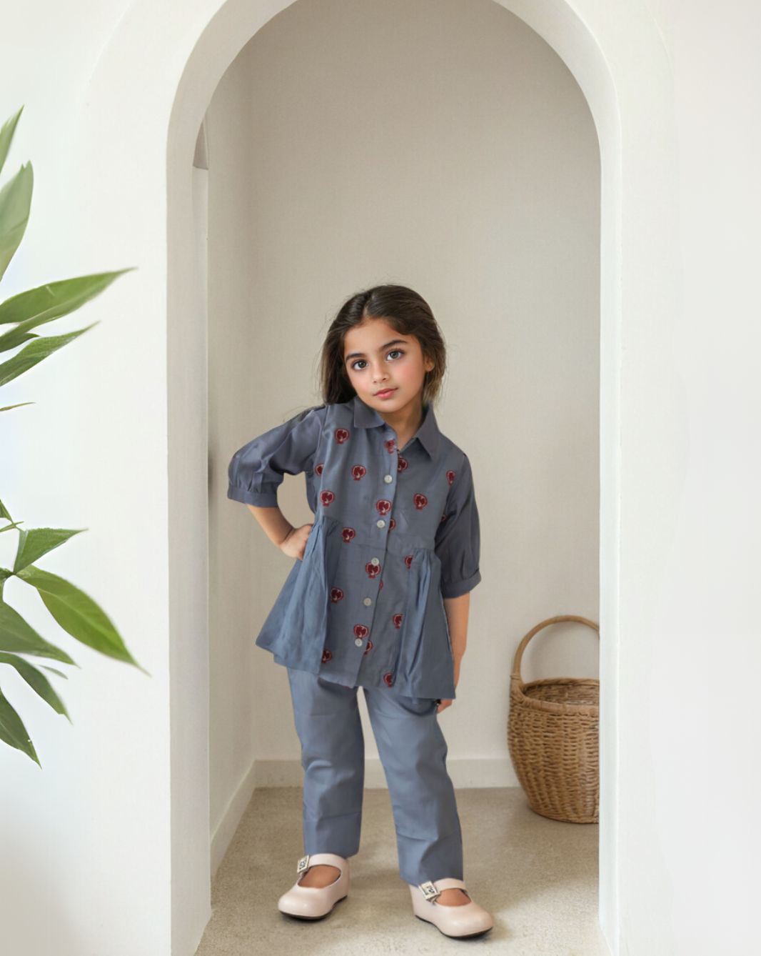 Girl's Blue Ethnic Kurta Set